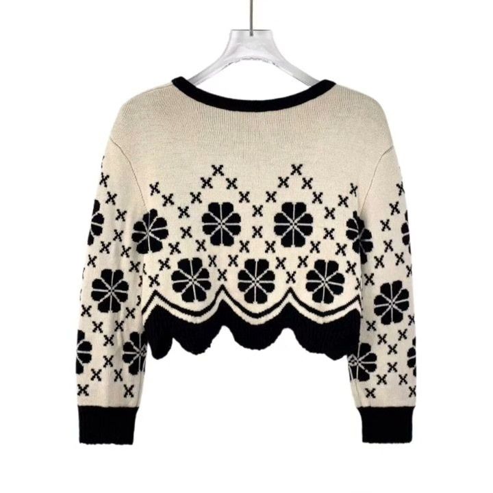 Dior Dior Colorblock Floral Wool Knit Sweater Size XS / US 0-2 / IT 36-38 - 2 Thumbnail