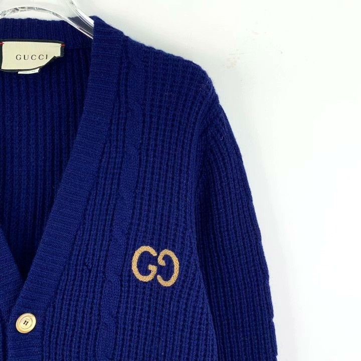 Gucci Gucci Logo Embroidered Wool V-Neck Cardigan Size S / US 4 / IT 40 - 3 Thumbnail