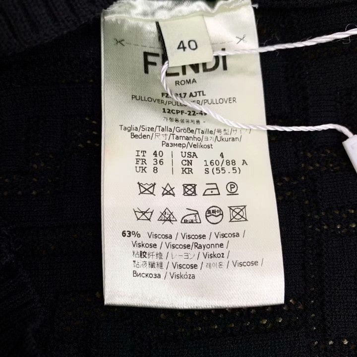 Fendi Fendi Black Logo Embroidery Round Neck Knit Top Size S / US 4 / IT 40 - 6 Thumbnail