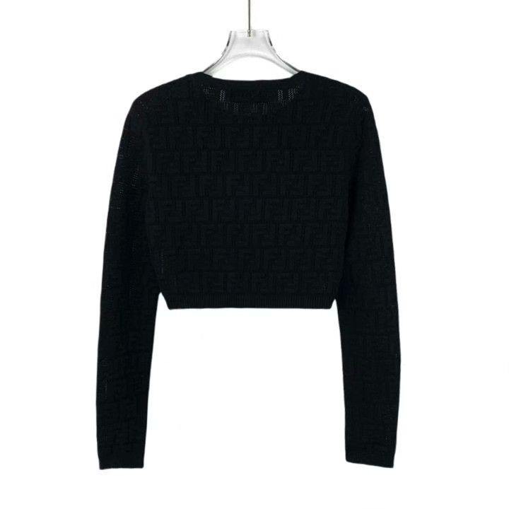 Fendi Fendi Black Logo Embroidery Round Neck Knit Top Size S / US 4 / IT 40 - 2 Thumbnail