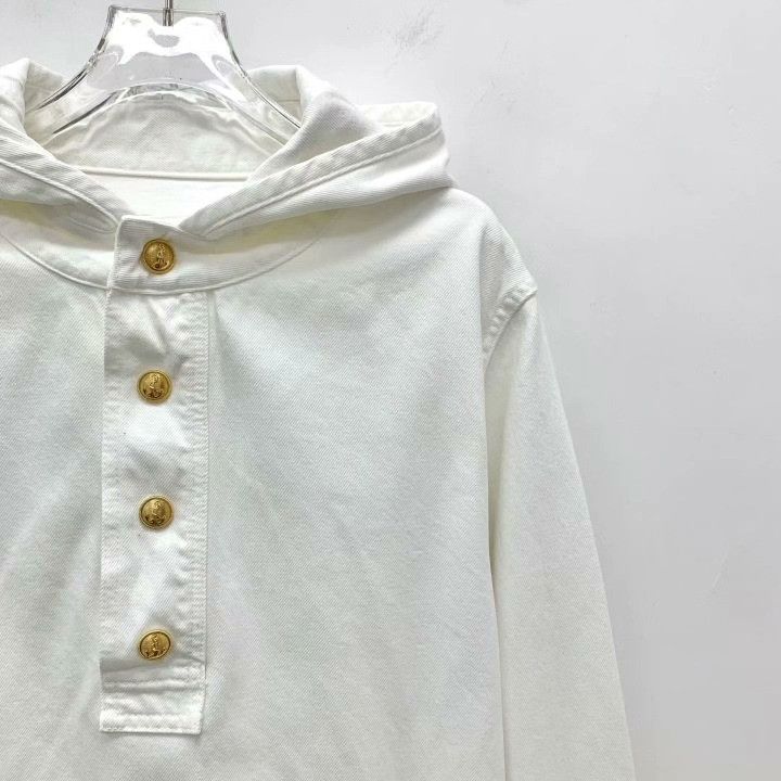 Celine Celine White Cotton Hooded Jacket Size XS / US 0-2 / IT 36-38 - 3 Thumbnail