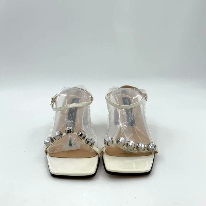 Sergio Rossi Sergio Rossi White Embellished Block Heel Sandals Size US 8 / IT 38 - 3 Thumbnail