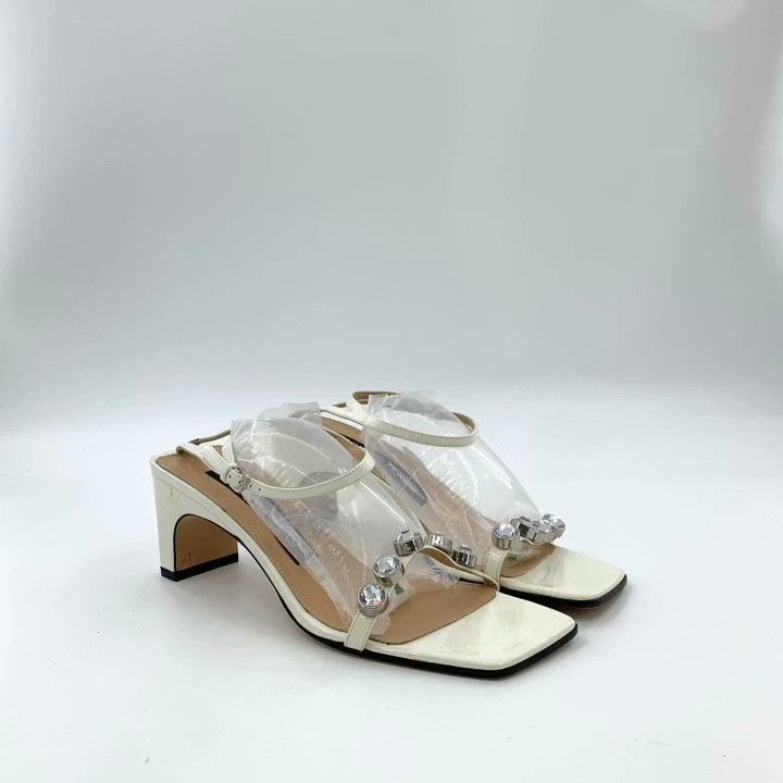 Sergio Rossi Sergio Rossi White Embellished Block Heel Sandals Size US 8 / IT 38 - 2 Thumbnail