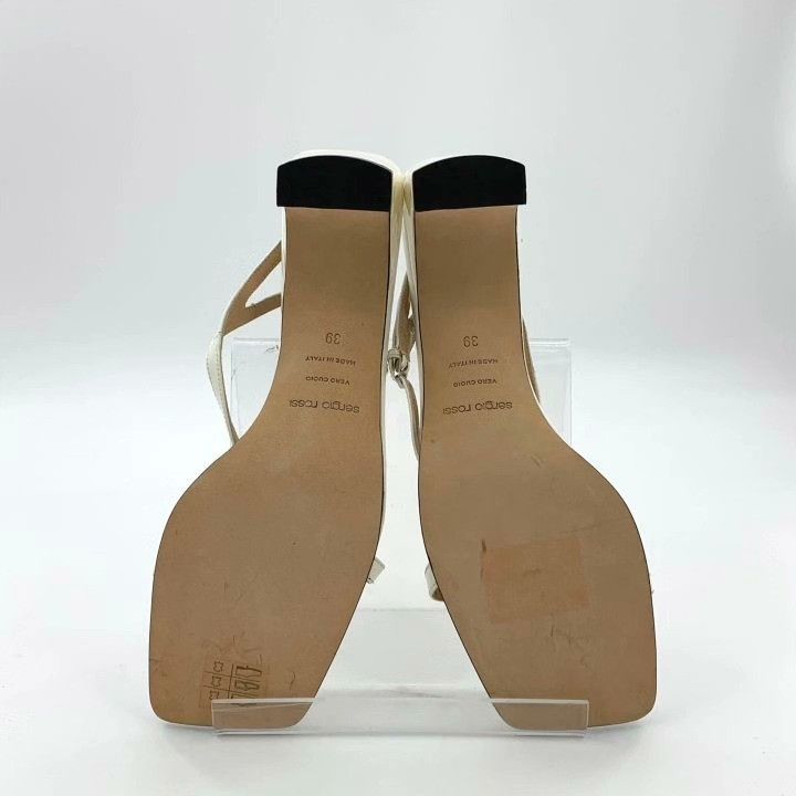 Sergio Rossi Sergio Rossi White Embellished Block Heel Sandals Size US 8 / IT 38 - 5 Thumbnail