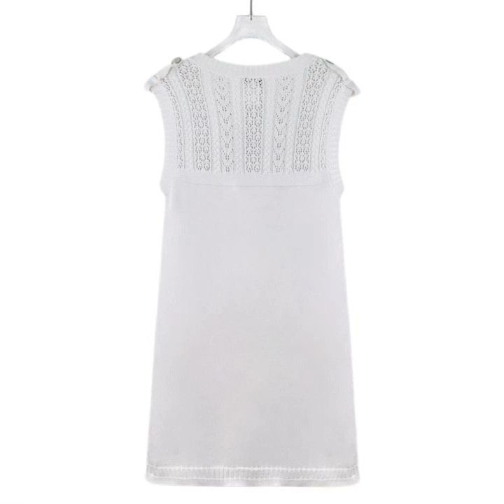 Chanel Chanel White Cable-Knit Cotton Sleeveless Dress Size M / US 6-8 / IT 42-44 - 2 Thumbnail