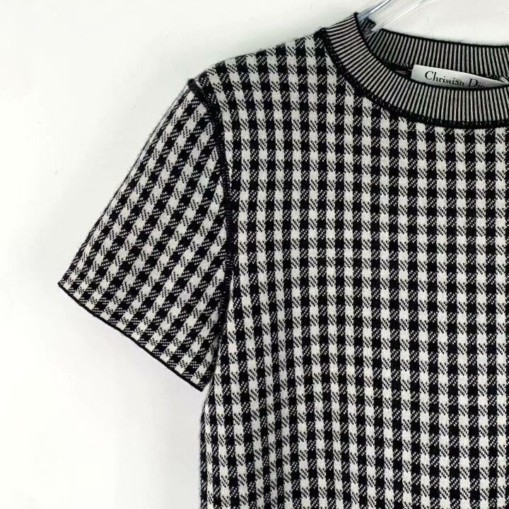 Dior Dior Bee Embroidery Check Cashmere Knit Top Size XS / US 0-2 / IT 36-38 - 3 Thumbnail