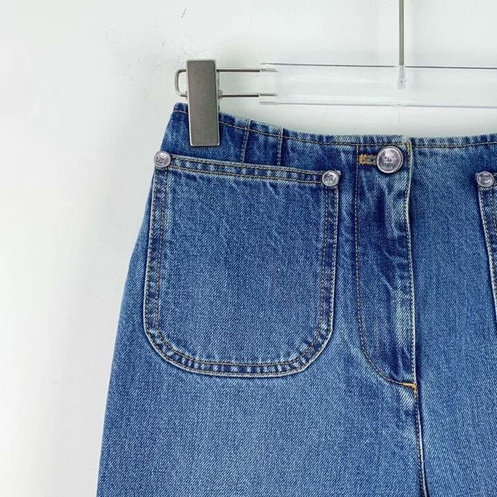 Chanel Chanel Blue Washed Cotton Denim Wide-Leg Pants Size 36" / US 14 / IT 50 - 3 Thumbnail