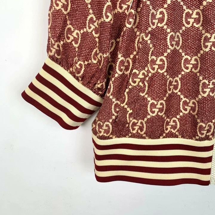 Gucci Gucci Red Logo Monogram Silk Zip Jacket Size XXS / US 00 / IT 34 - 4 Thumbnail