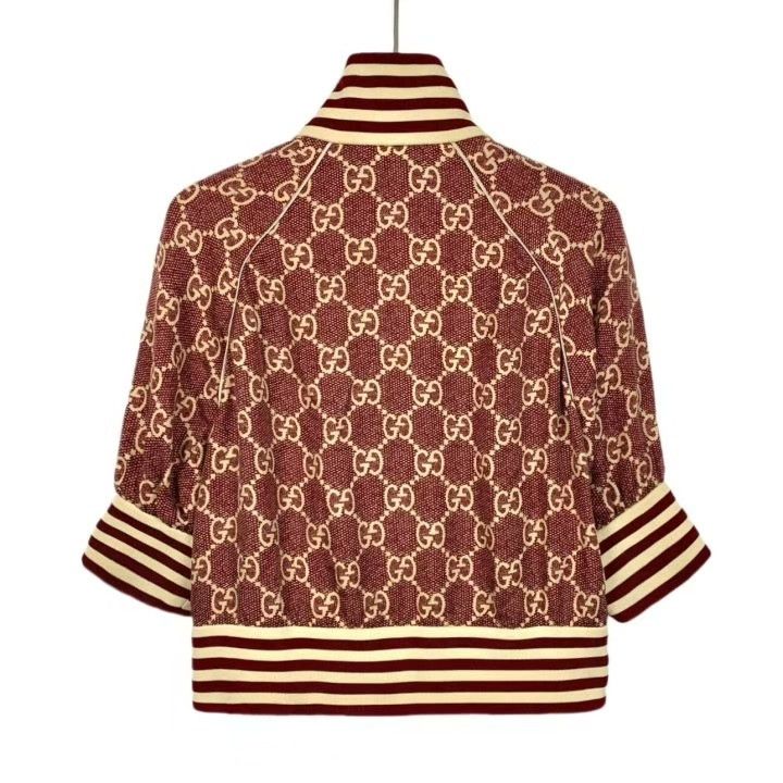 Gucci Gucci Red Logo Monogram Silk Zip Jacket Size XXS / US 00 / IT 34 - 2 Thumbnail