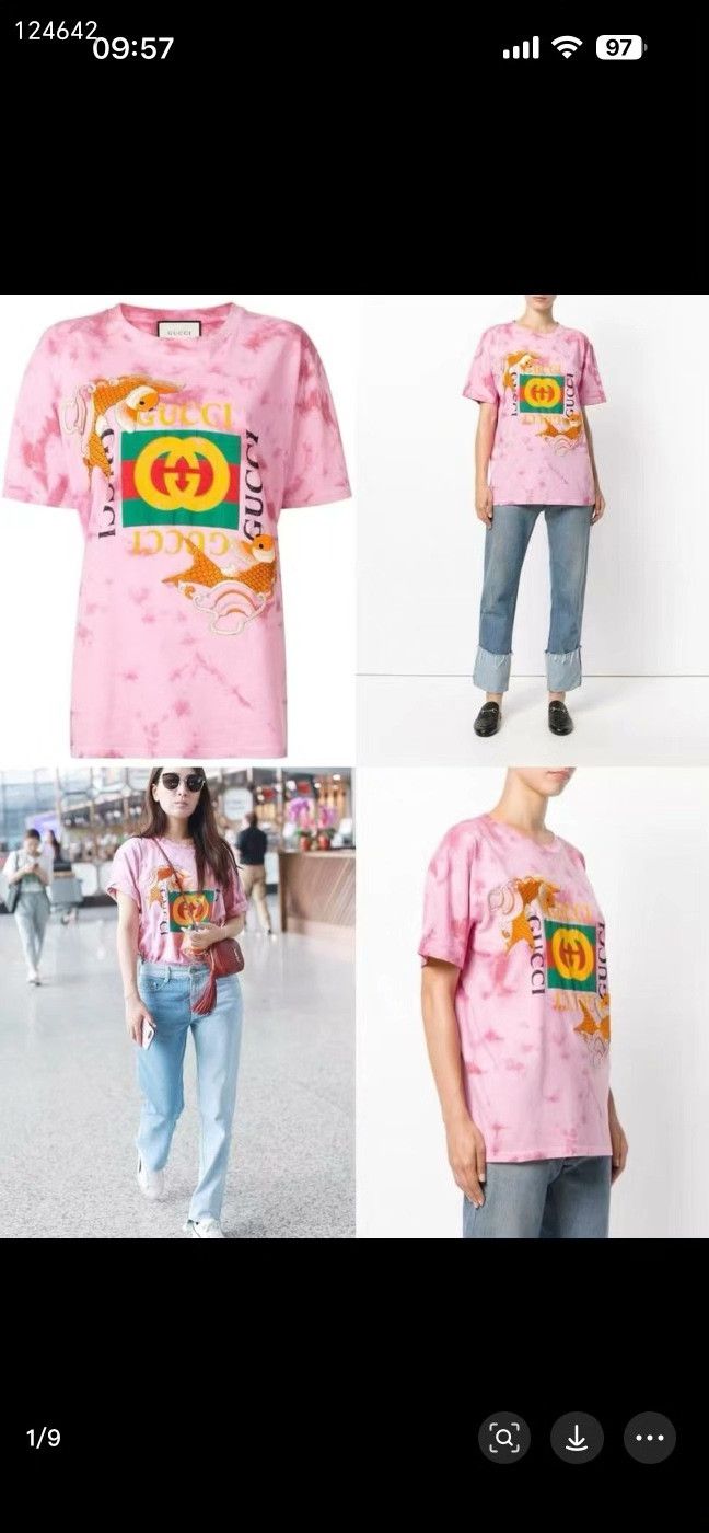 Gucci Gucci Cherry Blossom Koi Embroidered Block Tee Size S / US 4 / IT 40 - 8 Thumbnail