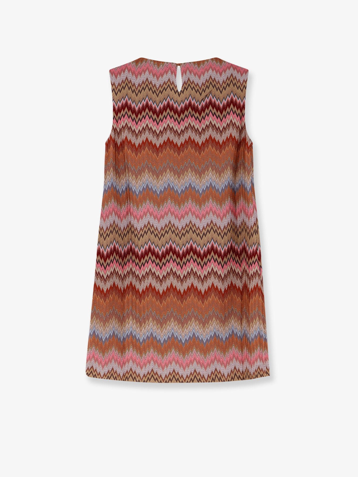 Missoni Short Viscose Dress With Chevron Pattern Size L / US 10 / IT 46 - 2 Thumbnail