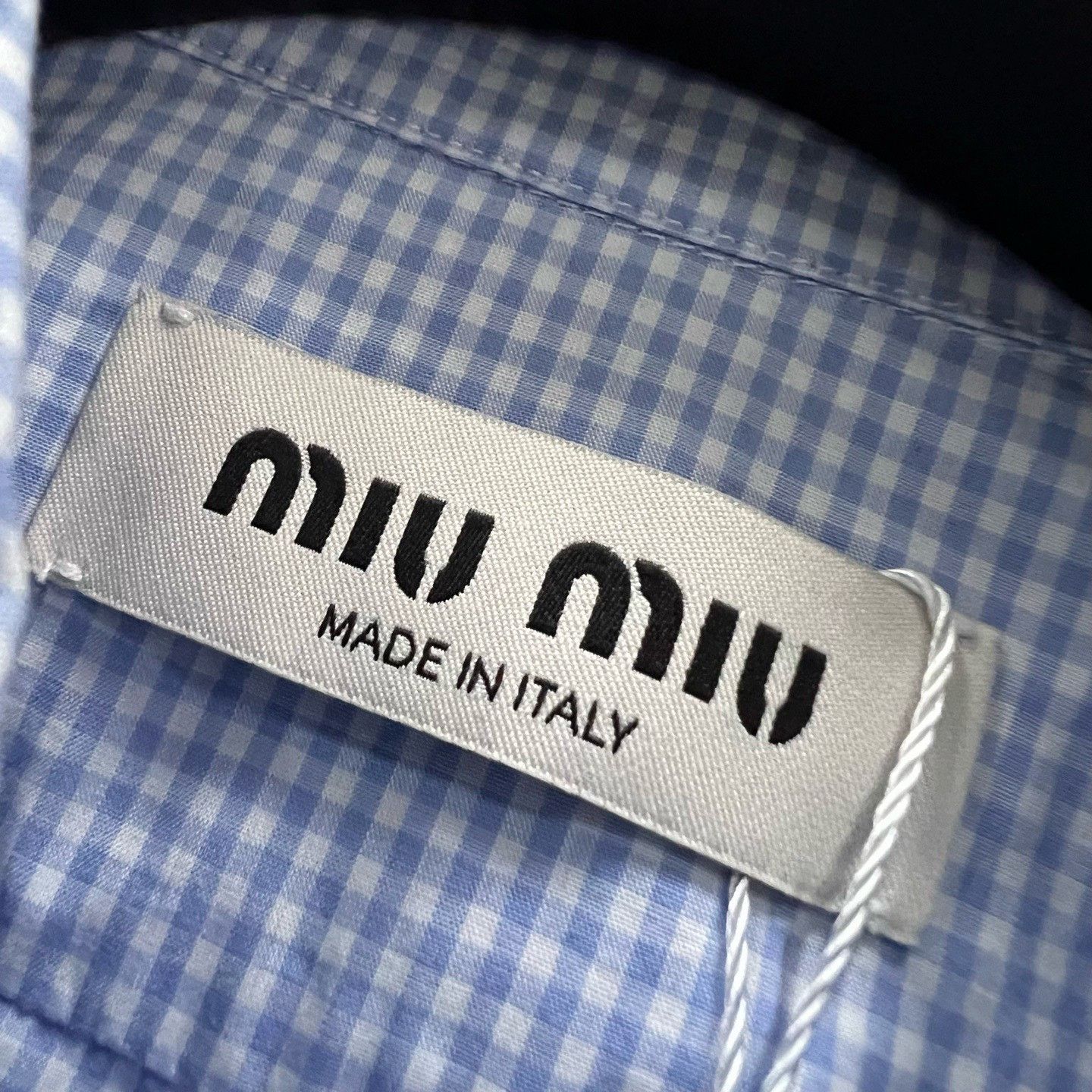 Miu Miu Miu Miu Blue Plaid Embroidered Logo Shirt Size S / US 4 / IT 40 - 3 Thumbnail