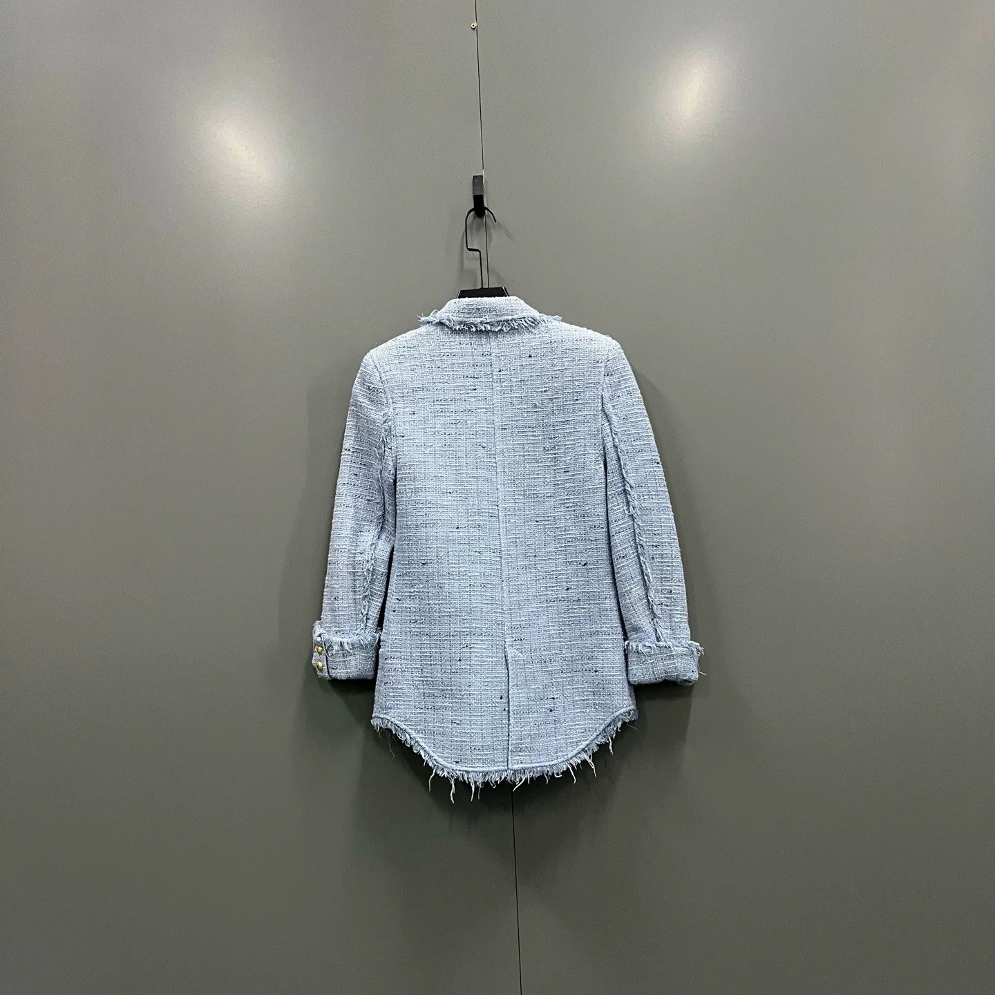 Balmain BALMAIN Blue Tweed Double-Breasted Coat Size XS / US 0-2 / IT 36-38 - 4 Thumbnail