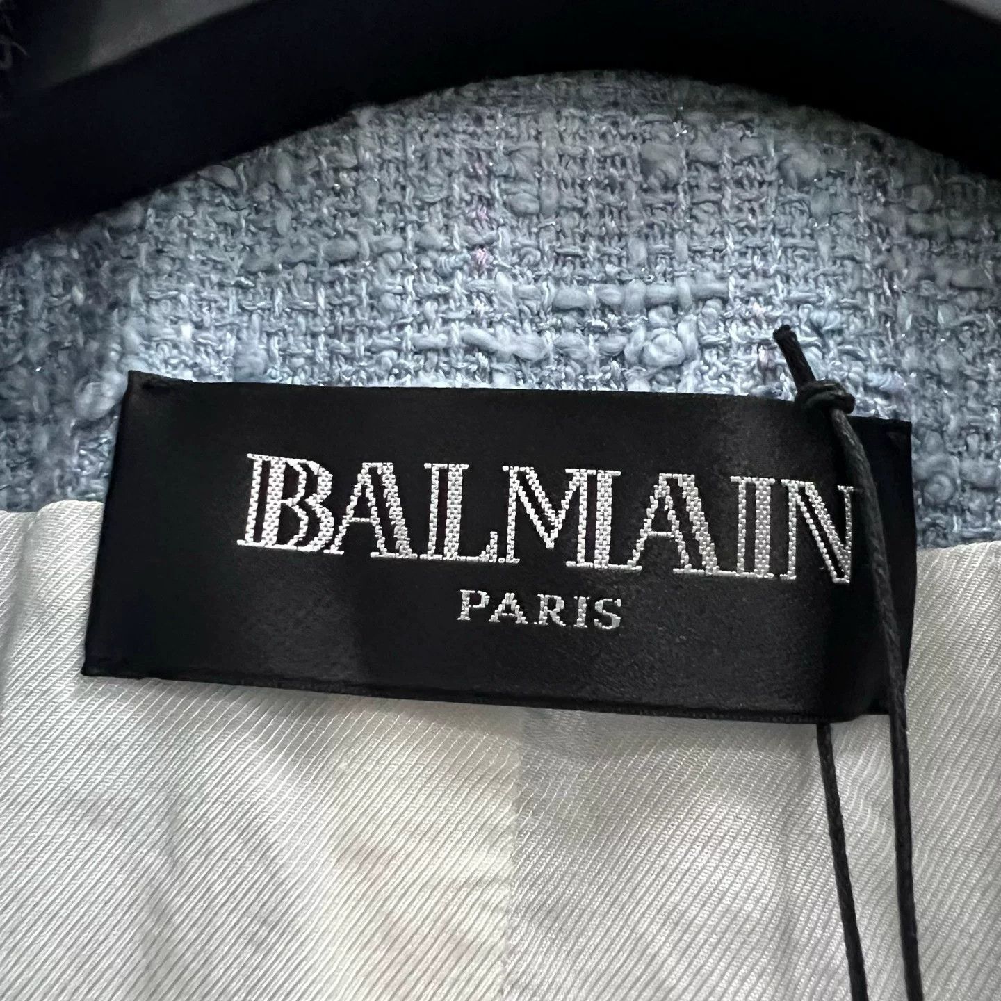 Balmain BALMAIN Blue Tweed Double-Breasted Coat Size XS / US 0-2 / IT 36-38 - 2 Thumbnail