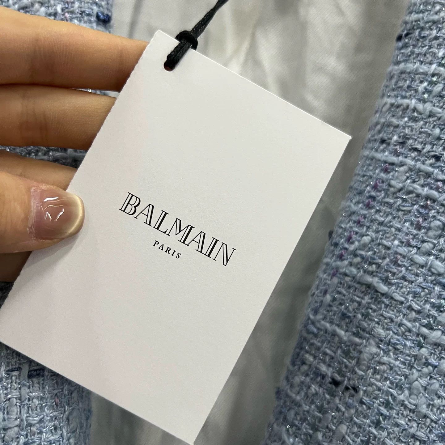 Balmain BALMAIN Blue Tweed Double-Breasted Coat Size XS / US 0-2 / IT 36-38 - 3 Thumbnail