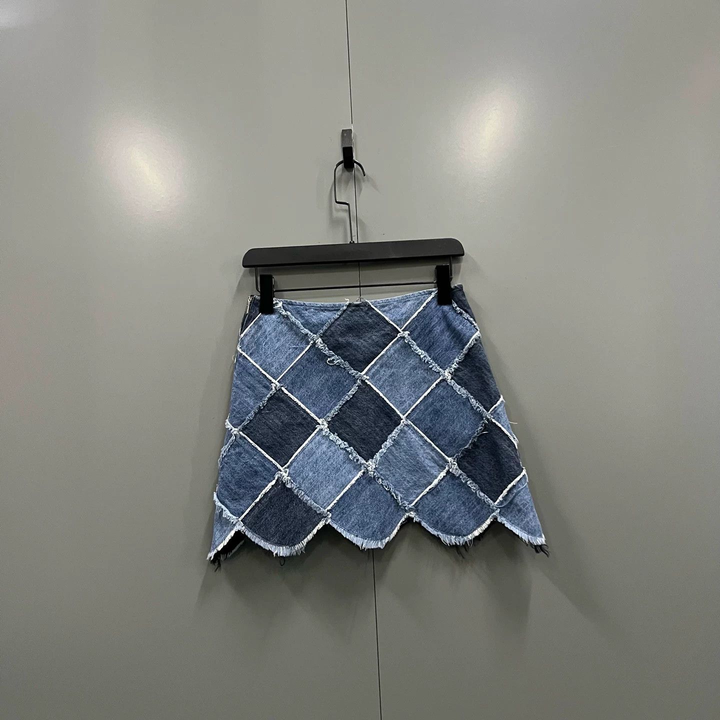 Miu Miu Miu Miu Denim Plaid Patchwork Skirt Size 36" / US 14 / IT 50 - 2 Thumbnail