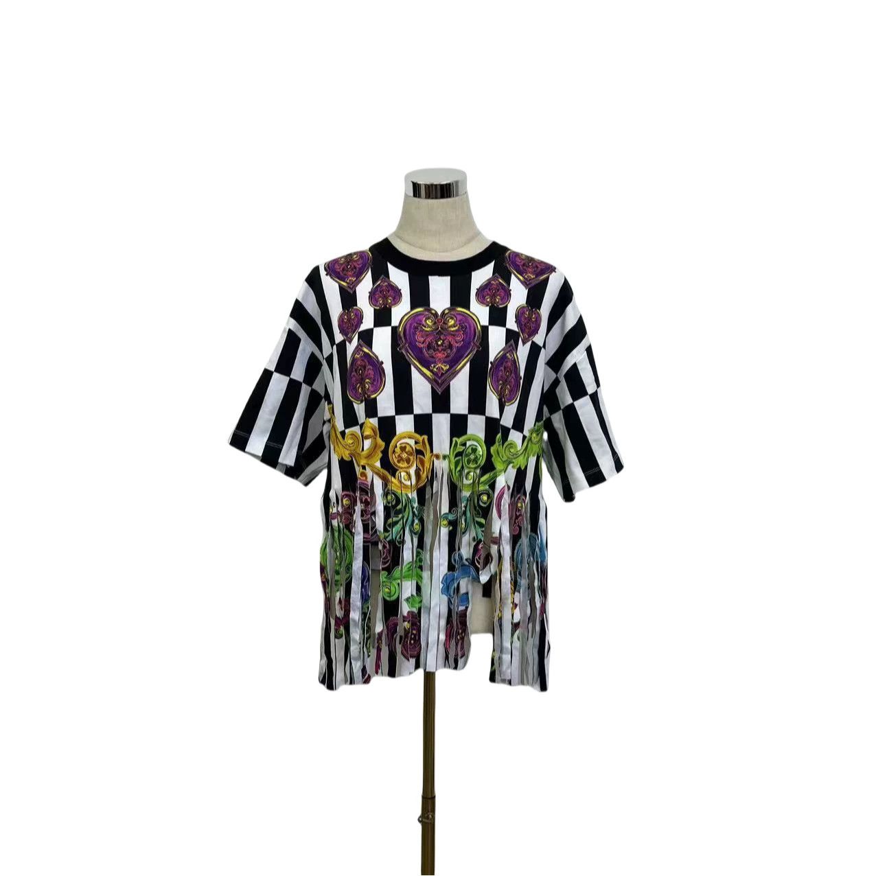 Versace Versace Black White Stripe Fringe Top Size S / US 4 / IT 40 - 5 Thumbnail