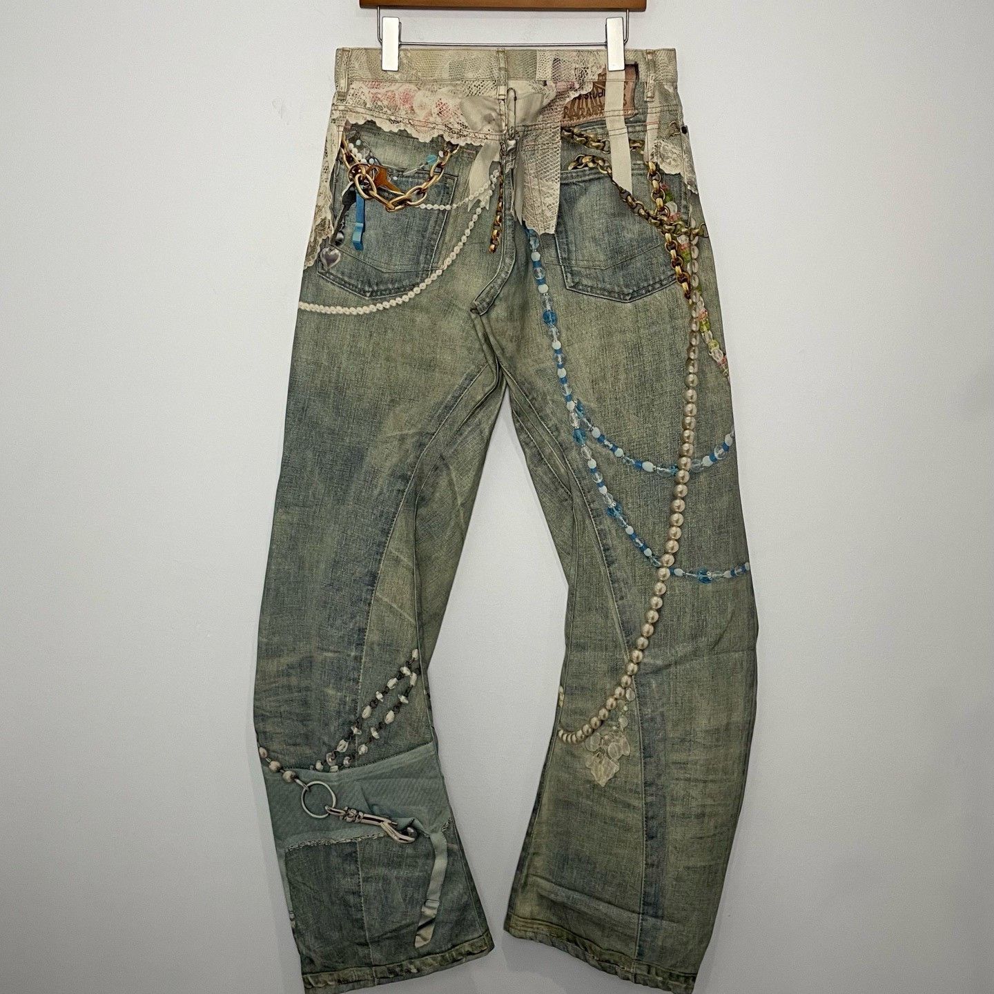 Acne Studios Acne Studios 3D Print Pearl Chain Jeans Size 42" / US 20 - 2 Thumbnail