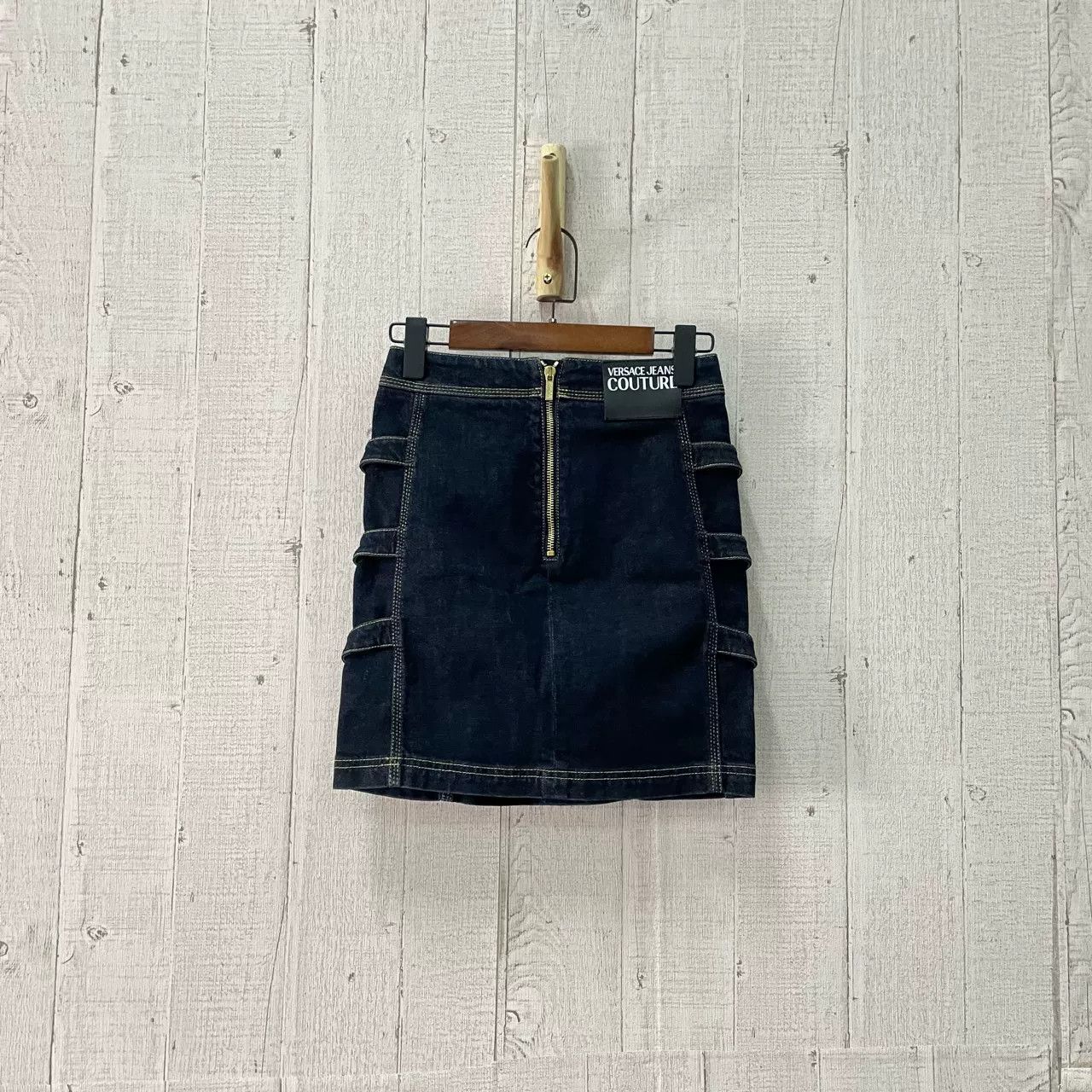Versace VERSACE Strappy Denim Mini Skirt Size 38" / US 16 / IT 52 - 2 Thumbnail