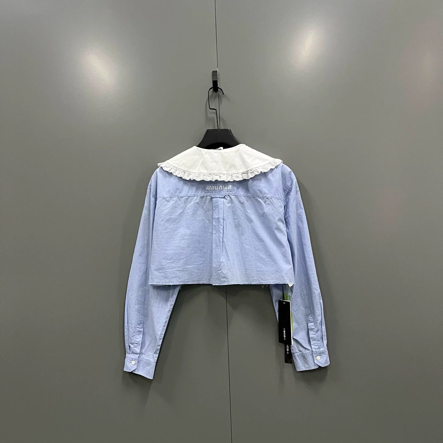 Miu Miu Miu Miu Light Blue Peter Pan Collar Blouse Size S / US 4 / IT 40 - 2 Thumbnail