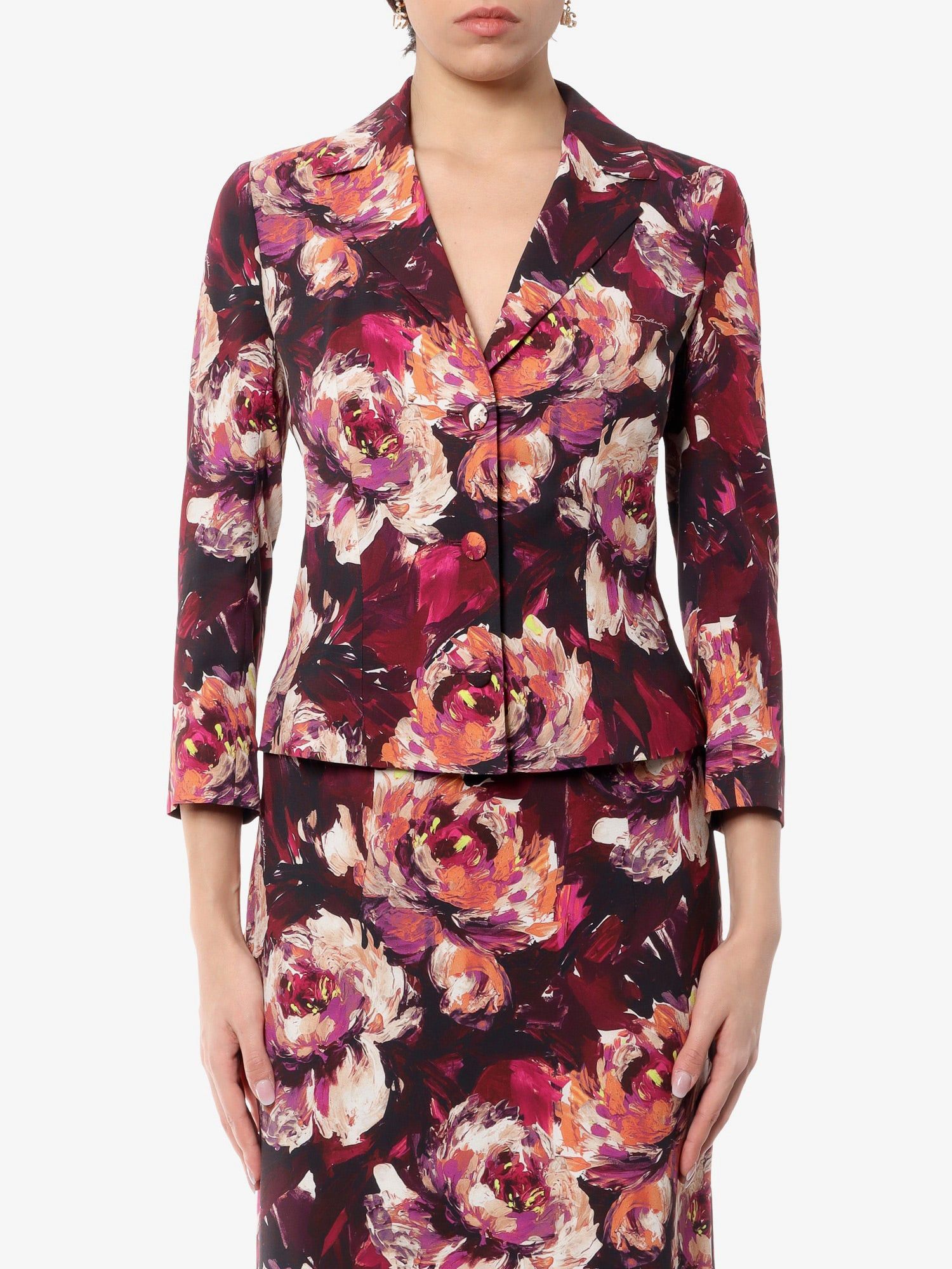 Dolce & Gabbana Cady Blazer With Peonie Flower Print Size M / US 6-8 / IT 42-44 - 3 Thumbnail