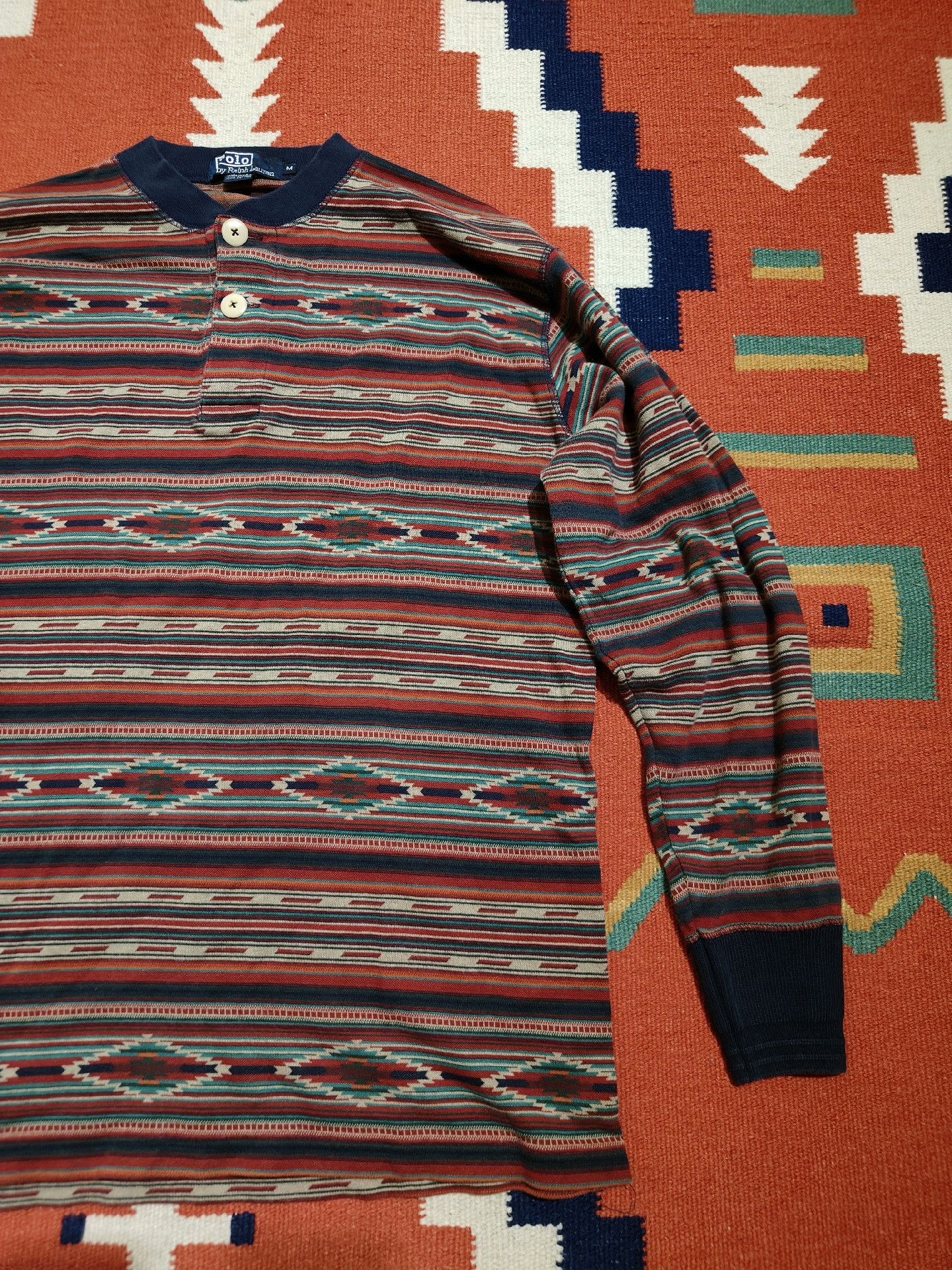 RRL Ralph Lauren Vintage RRL Southwestern Henley Sweater Size US M / EU 48-50 / 2 - 2 Thumbnail