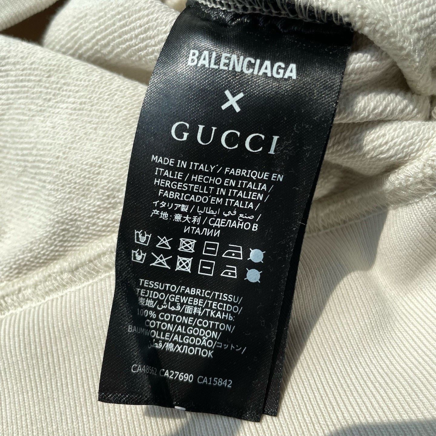 Gucci Gucci x Balenciaga Beige Dripped Tear Logo Side Zip Hoodie Size US XS / EU 42 / 0 - 5 Thumbnail