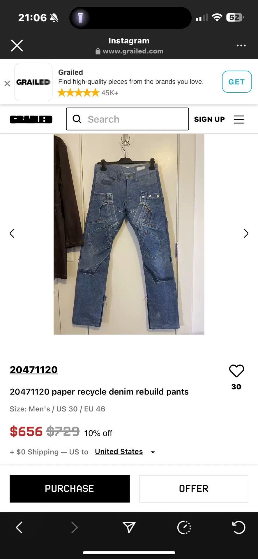 Other 20471120 Paper Recycle Denim Rebuild Pants Size US 31 - 9 Thumbnail