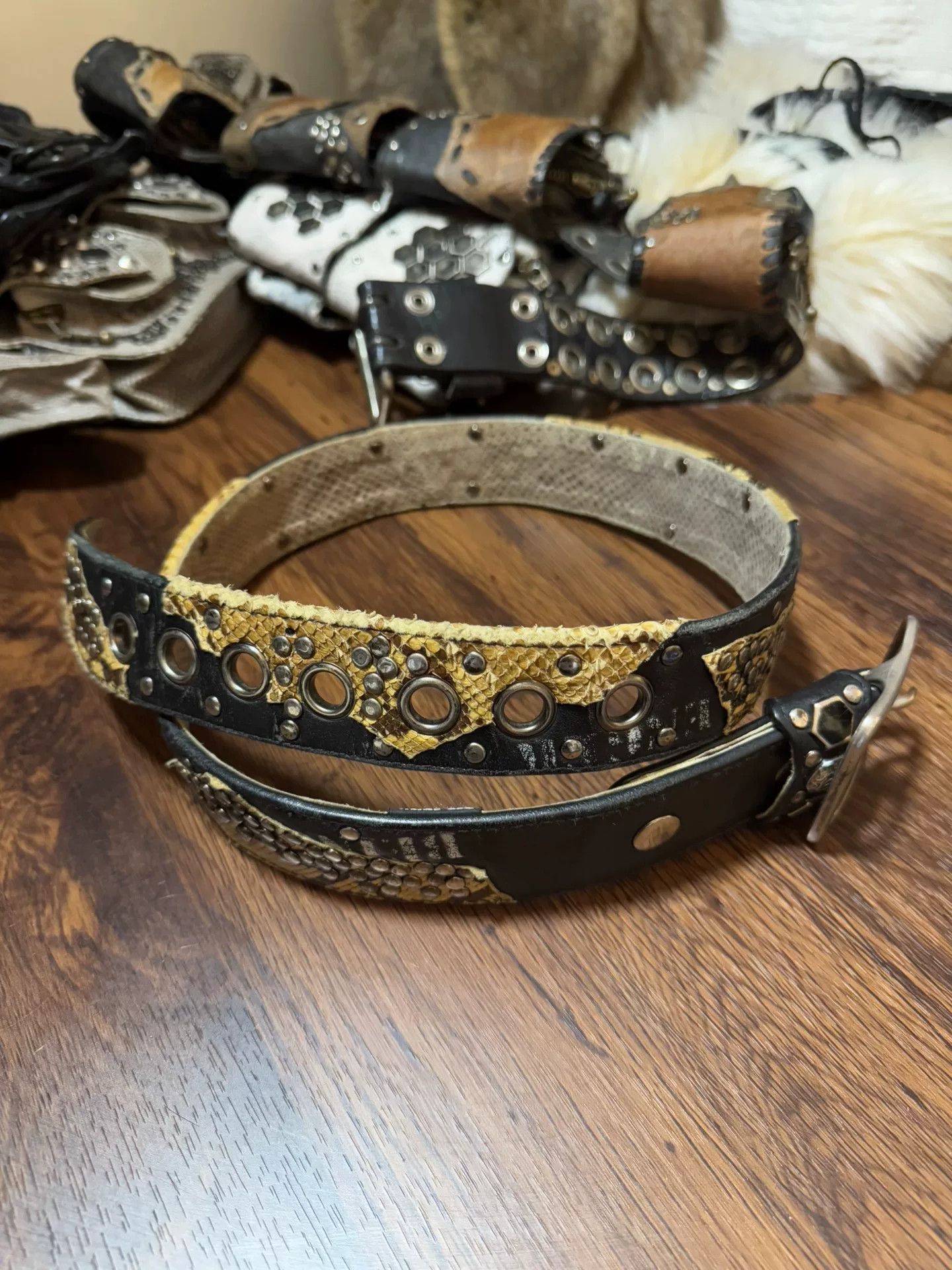 KMRii kmrii Snake Skin Leather Belt Size ONE SIZE - 2 Thumbnail