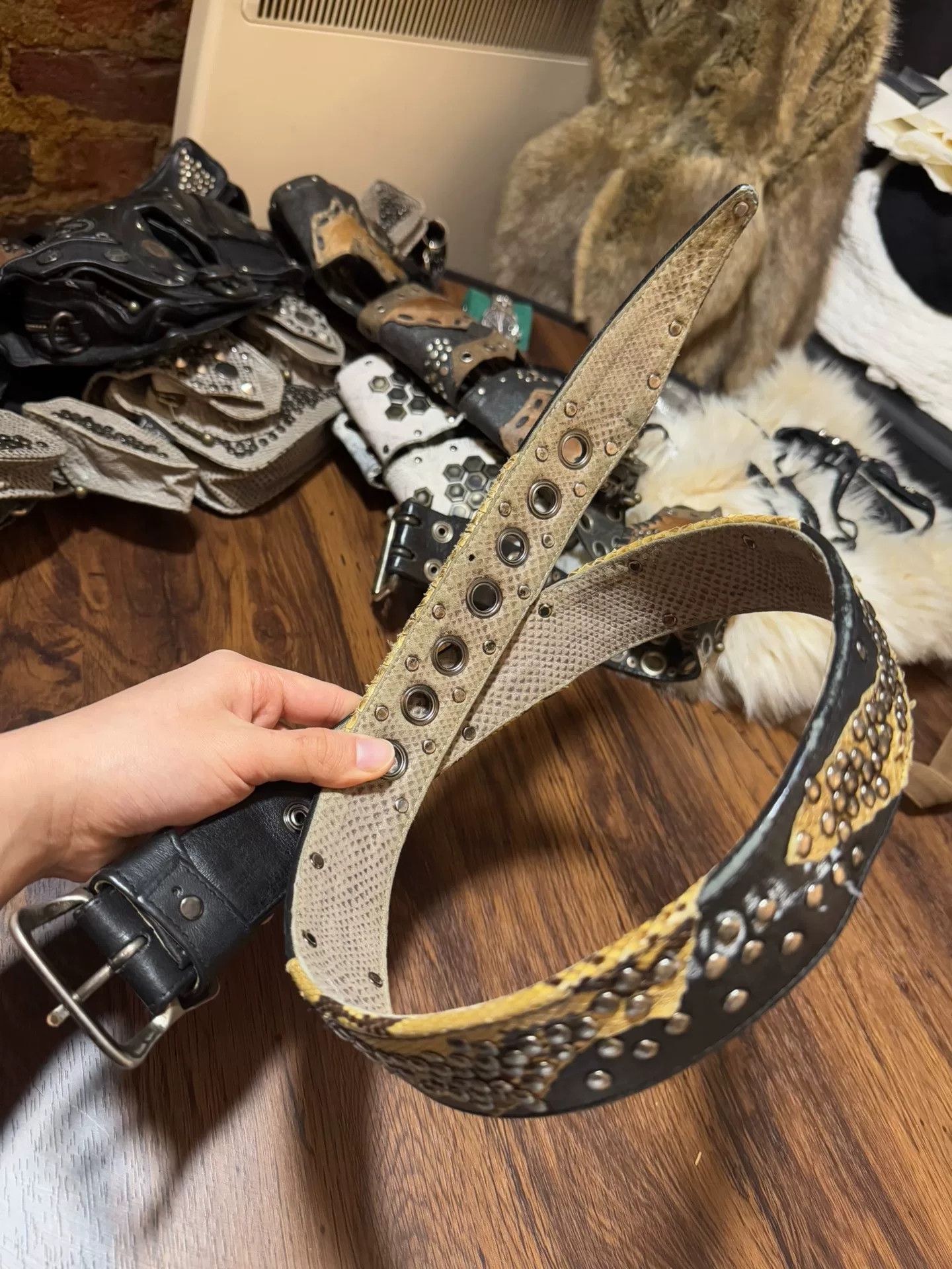 KMRii kmrii Snake Skin Leather Belt Size ONE SIZE - 3 Thumbnail