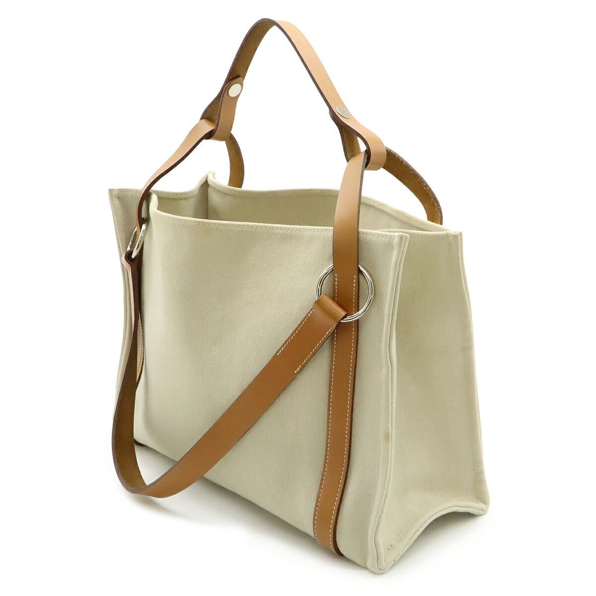 Hermes Hermes Hermes Cabalicol Toile Chevron Leather 2way bag Textile Tote Bag Stamp P (2012) DUTY FREE for USA Size ONE SIZE - 2 Thumbnail