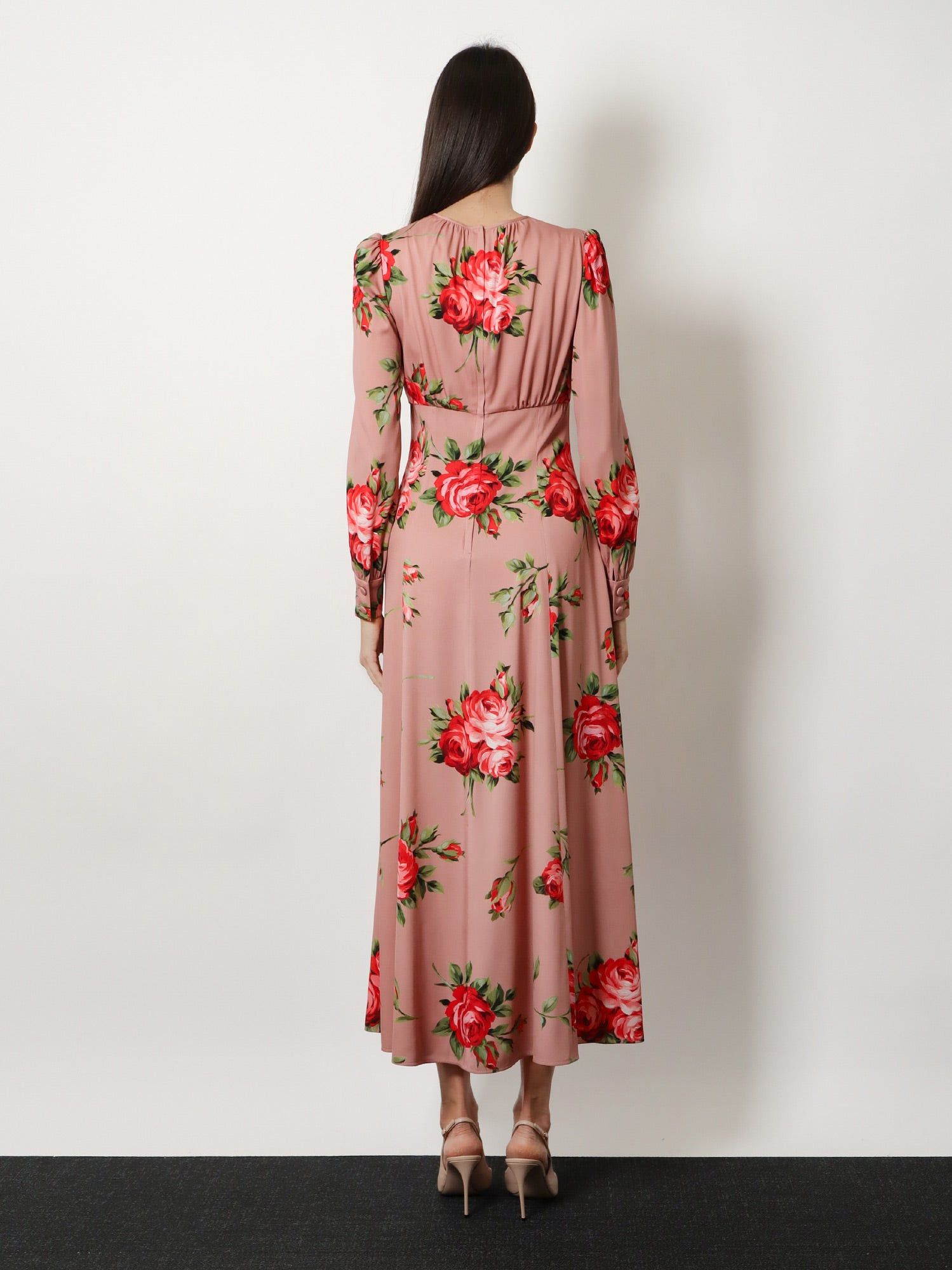 Dolce & Gabbana Long Silk Dress With Bouquet Rose Print Size L / US 10 / IT 46 - 5 Thumbnail