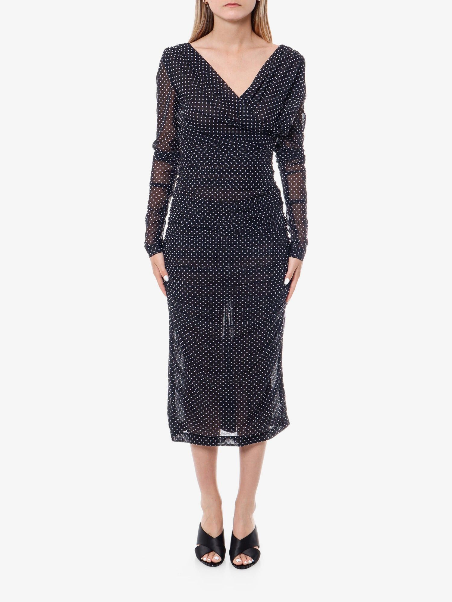 Dolce & Gabbana Polka-Dots Dress With Drapery Size XL / US 12-14 / IT 48-50 - 3 Thumbnail
