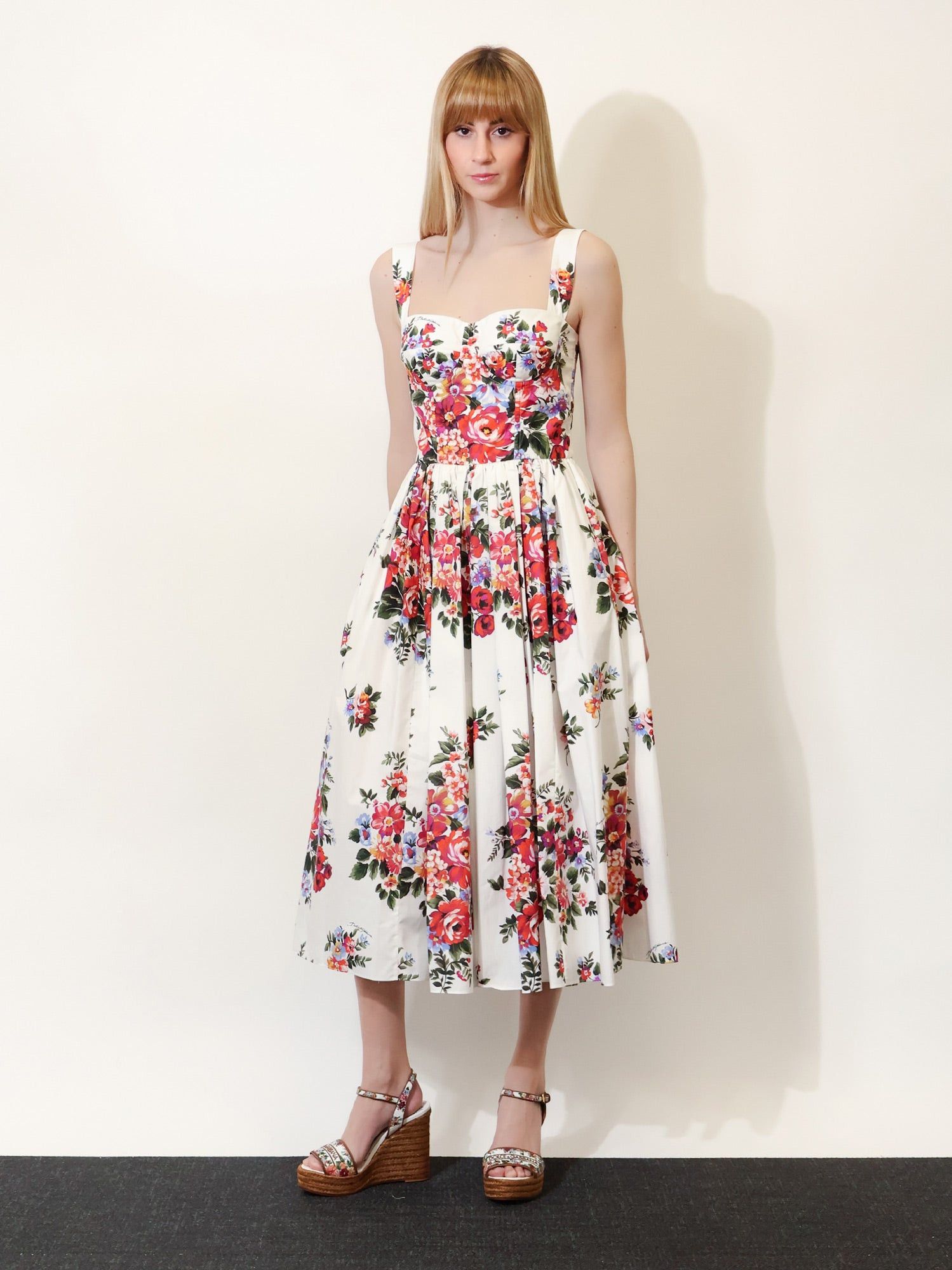 Dolce & Gabbana Cotton Midi Dress With Iconic Print Size M / US 6-8 / IT 42-44 - 2 Thumbnail