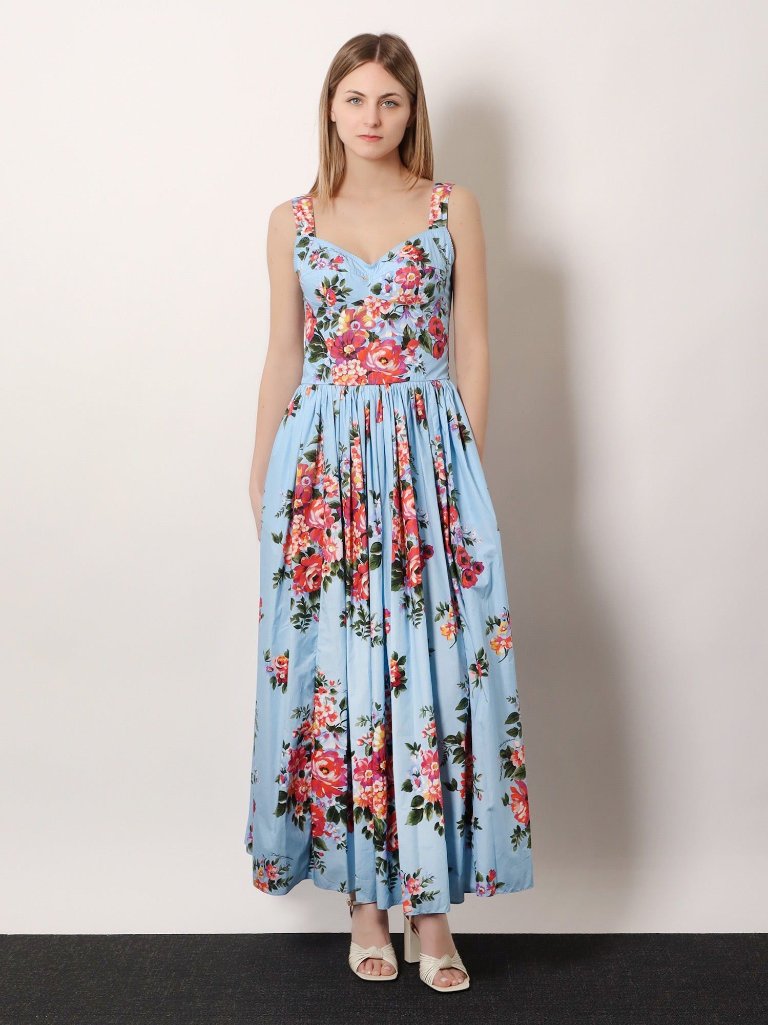 Dolce & Gabbana Cotton Dress With Bouquet Flowers Print Size S / US 4 / IT 40 - 4 Thumbnail