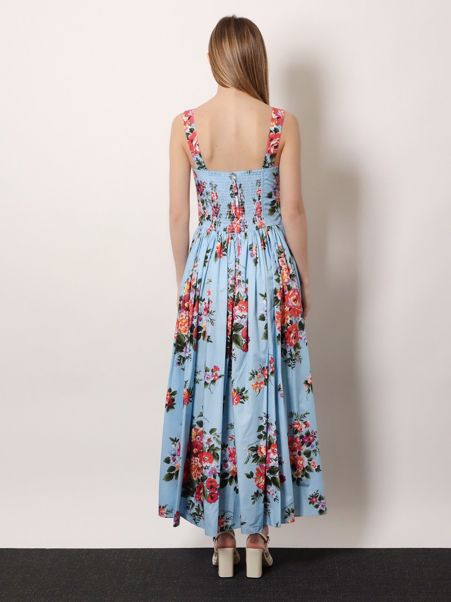 Dolce & Gabbana Cotton Dress With Bouquet Flowers Print Size M / US 6-8 / IT 42-44 - 5 Thumbnail