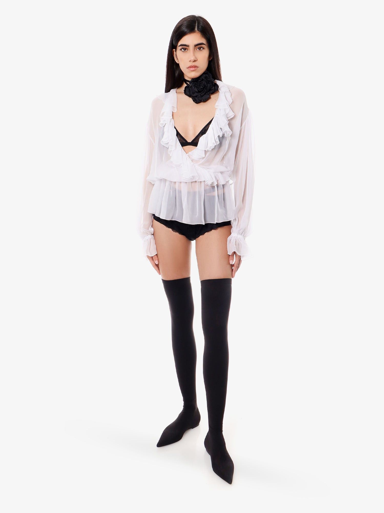 Dolce & Gabbana Silk Shirt With Rouches Size S / US 4 / IT 40 - 2 Thumbnail