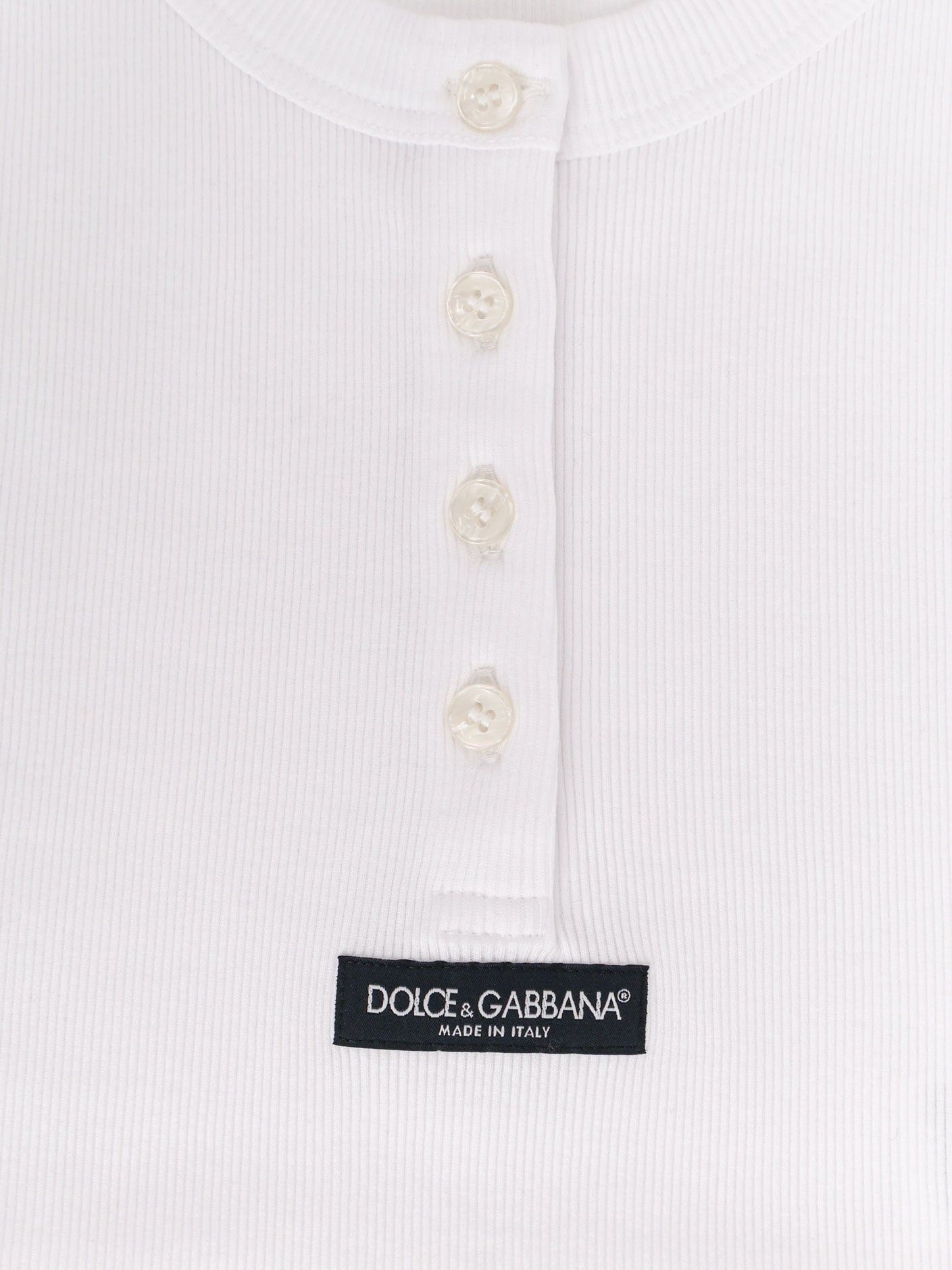 Dolce & Gabbana Ribbed Cotton Tank Top With Front Logo Patch Size M / US 6-8 / IT 42-44 - 3 Thumbnail