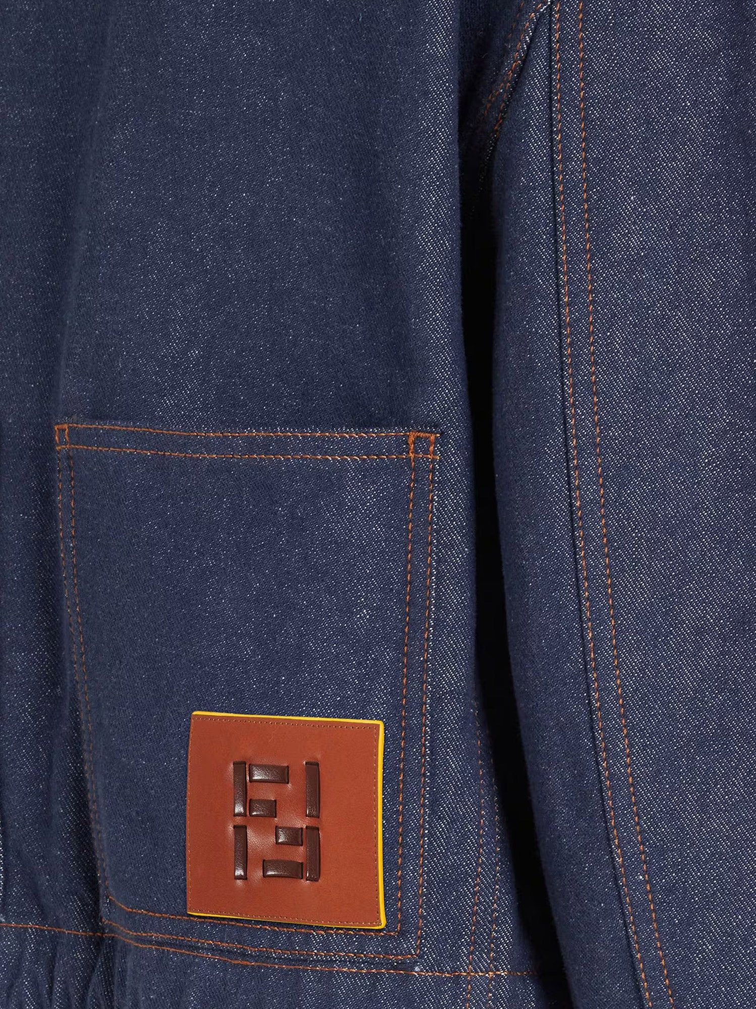 Fendi Denim Jacket With Front Embroidered Logo Size XS / US 0-2 / IT 36-38 - 3 Thumbnail
