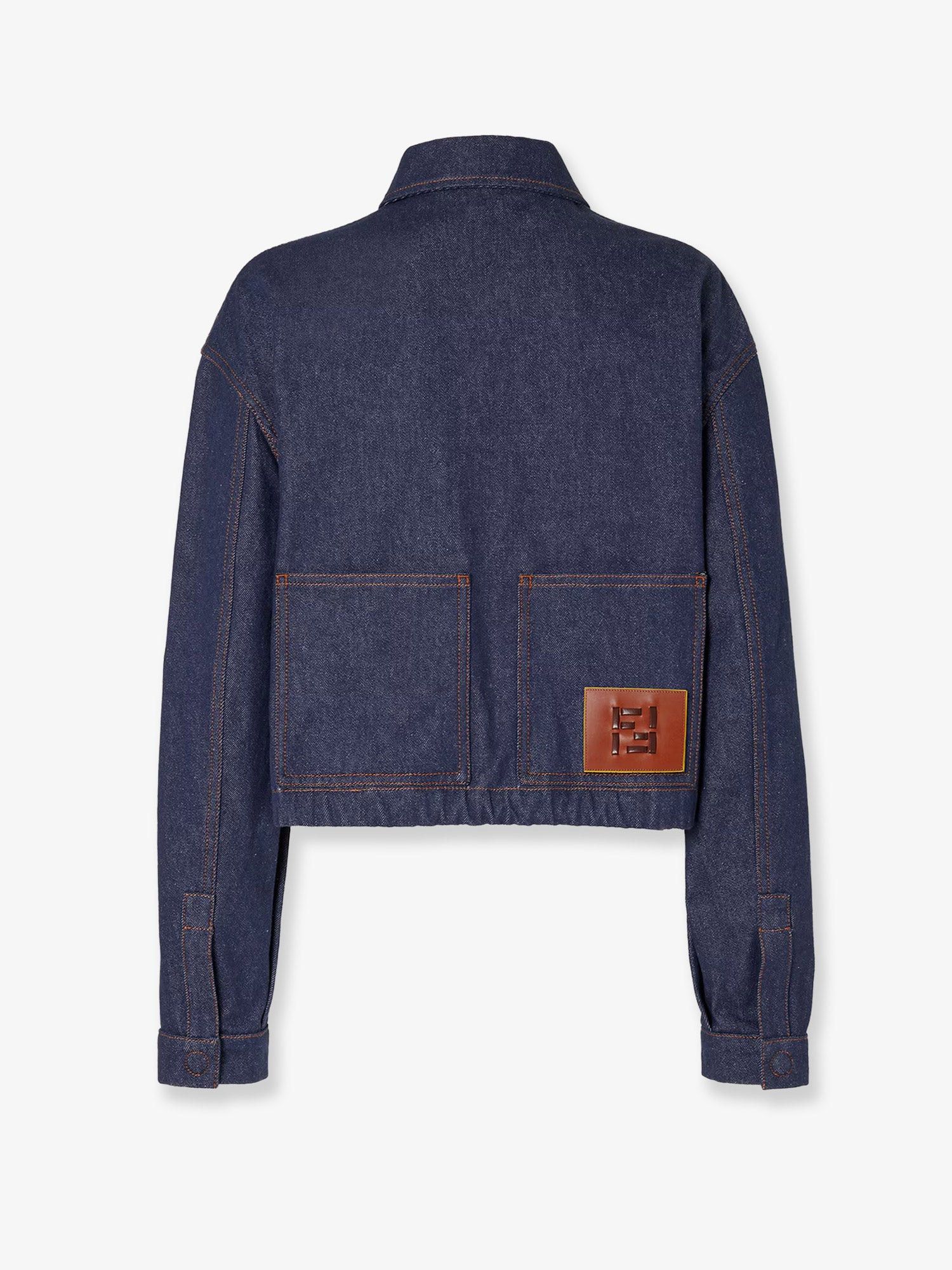 Fendi Denim Jacket With Front Embroidered Logo Size S / US 4 / IT 40 - 2 Thumbnail