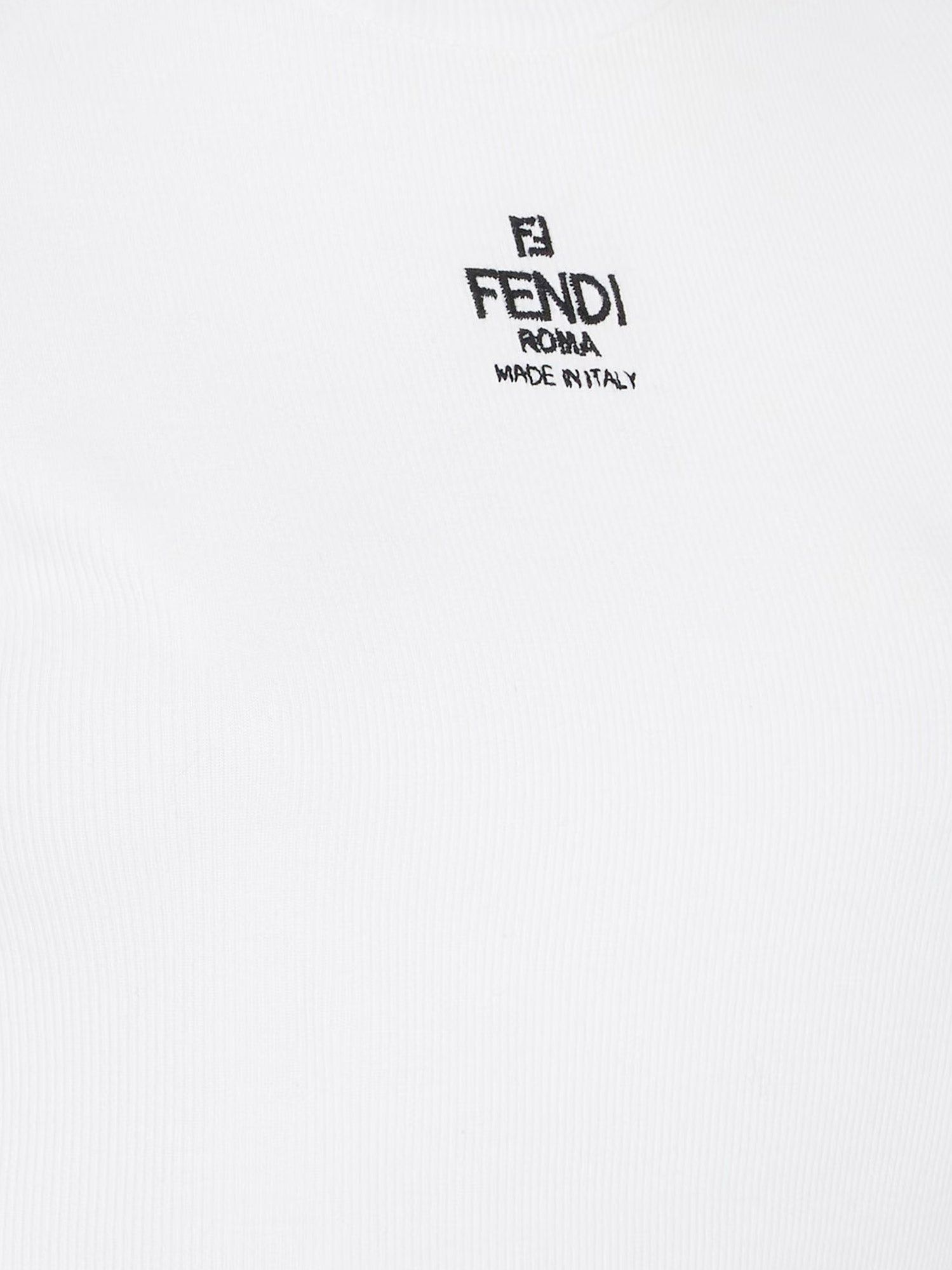 Fendi Ribbed Cotton T-Shirt Size S / US 4 / IT 40 - 3 Thumbnail