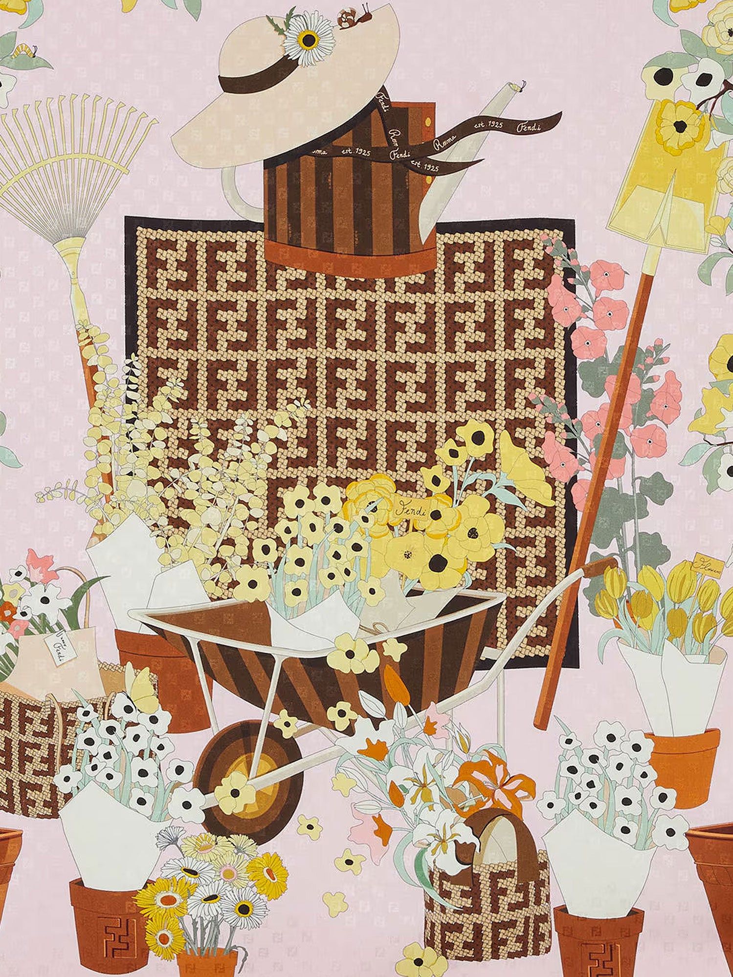 Fendi Silk Scarf With Gardening Print Size ONE SIZE - 2 Thumbnail