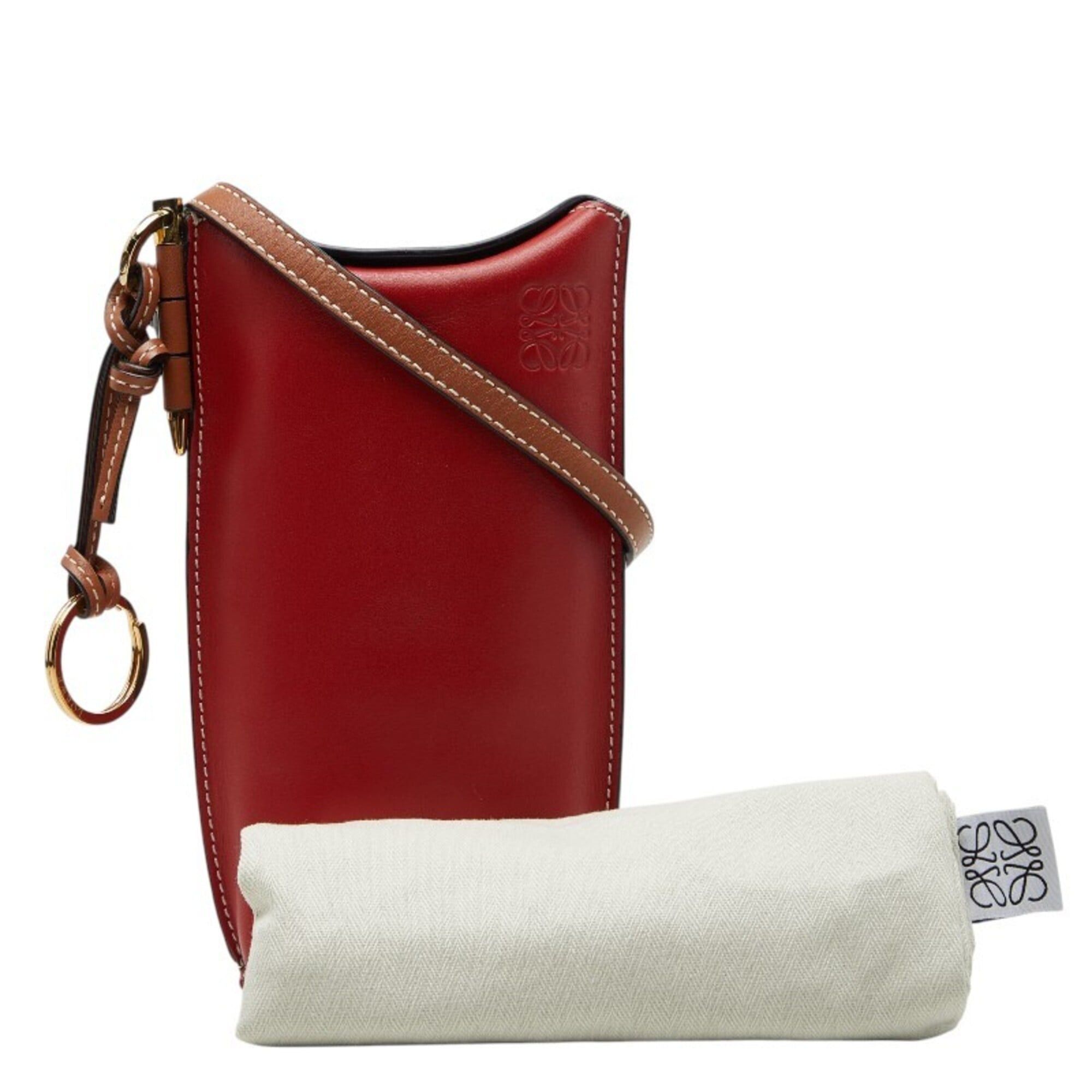 Loewe Loewe Anagram Gate Pocket Crossbody Shoulder Bag, Brown and Red Leather, Women's. Size ONE SIZE - 11 Thumbnail