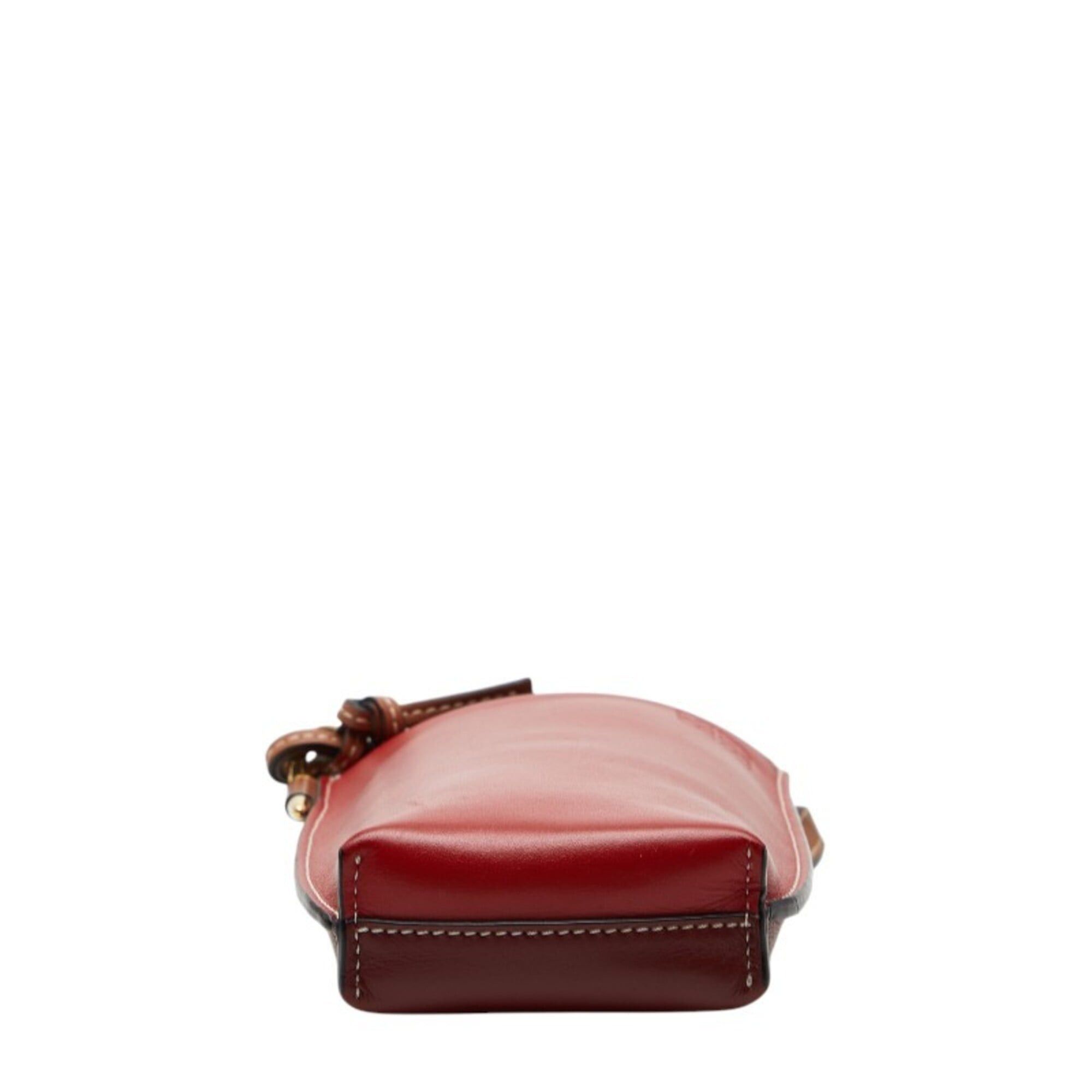Loewe Loewe Anagram Gate Pocket Crossbody Shoulder Bag, Brown and Red Leather, Women's. Size ONE SIZE - 3 Thumbnail
