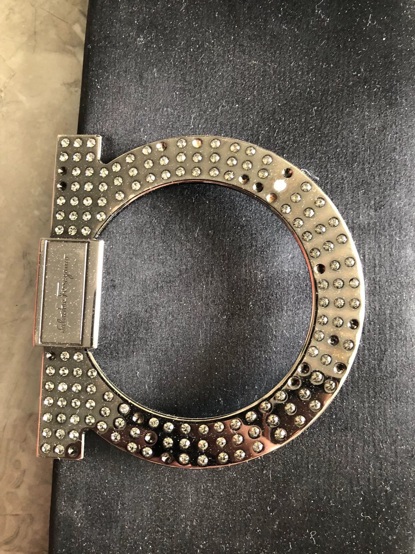 Salvatore Ferragamo Ferragamo Black Silver Diamante Horseshoe Clutch Size ONE SIZE - 4 Thumbnail