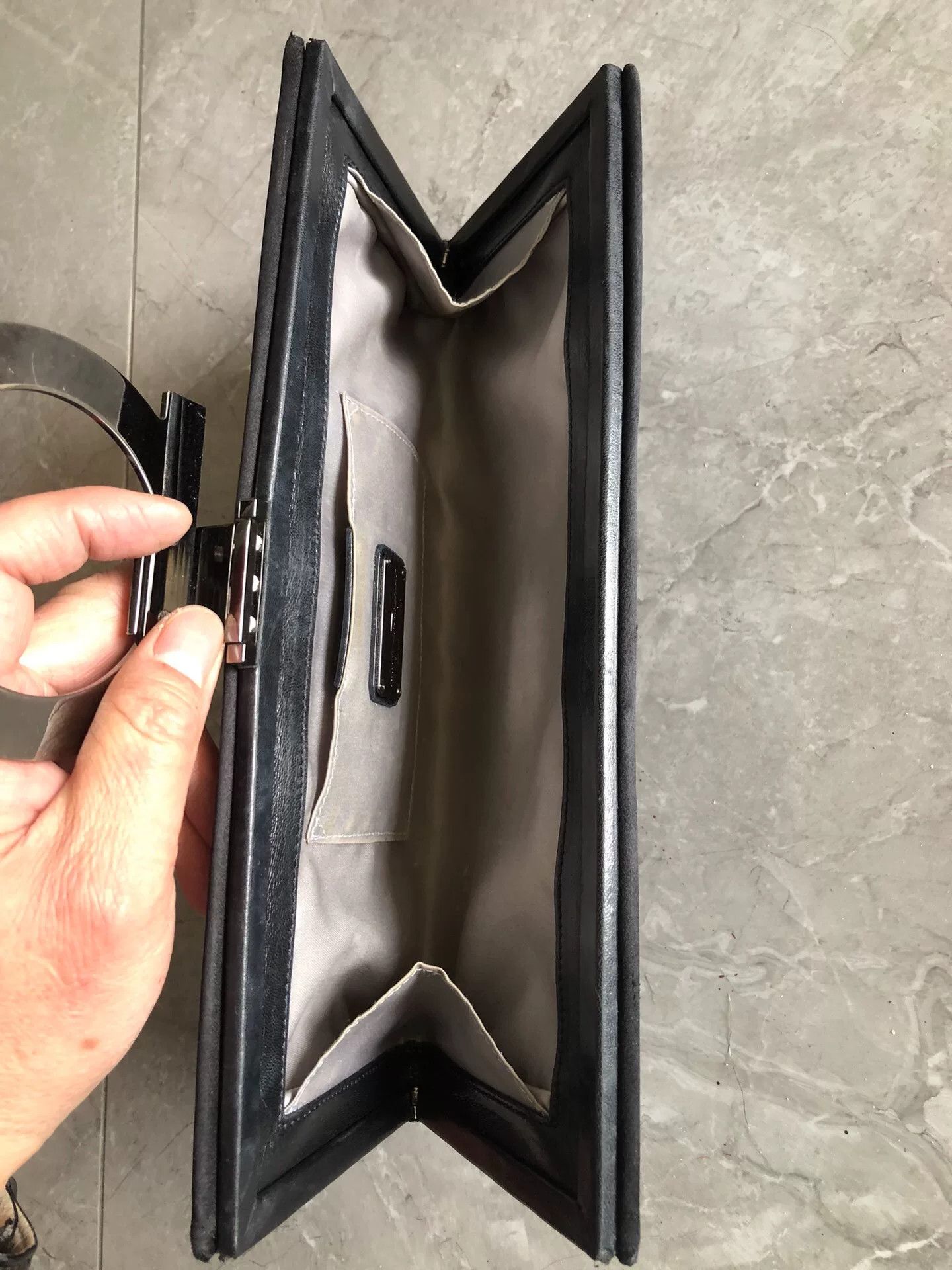Salvatore Ferragamo Ferragamo Black Silver Diamante Horseshoe Clutch Size ONE SIZE - 3 Thumbnail