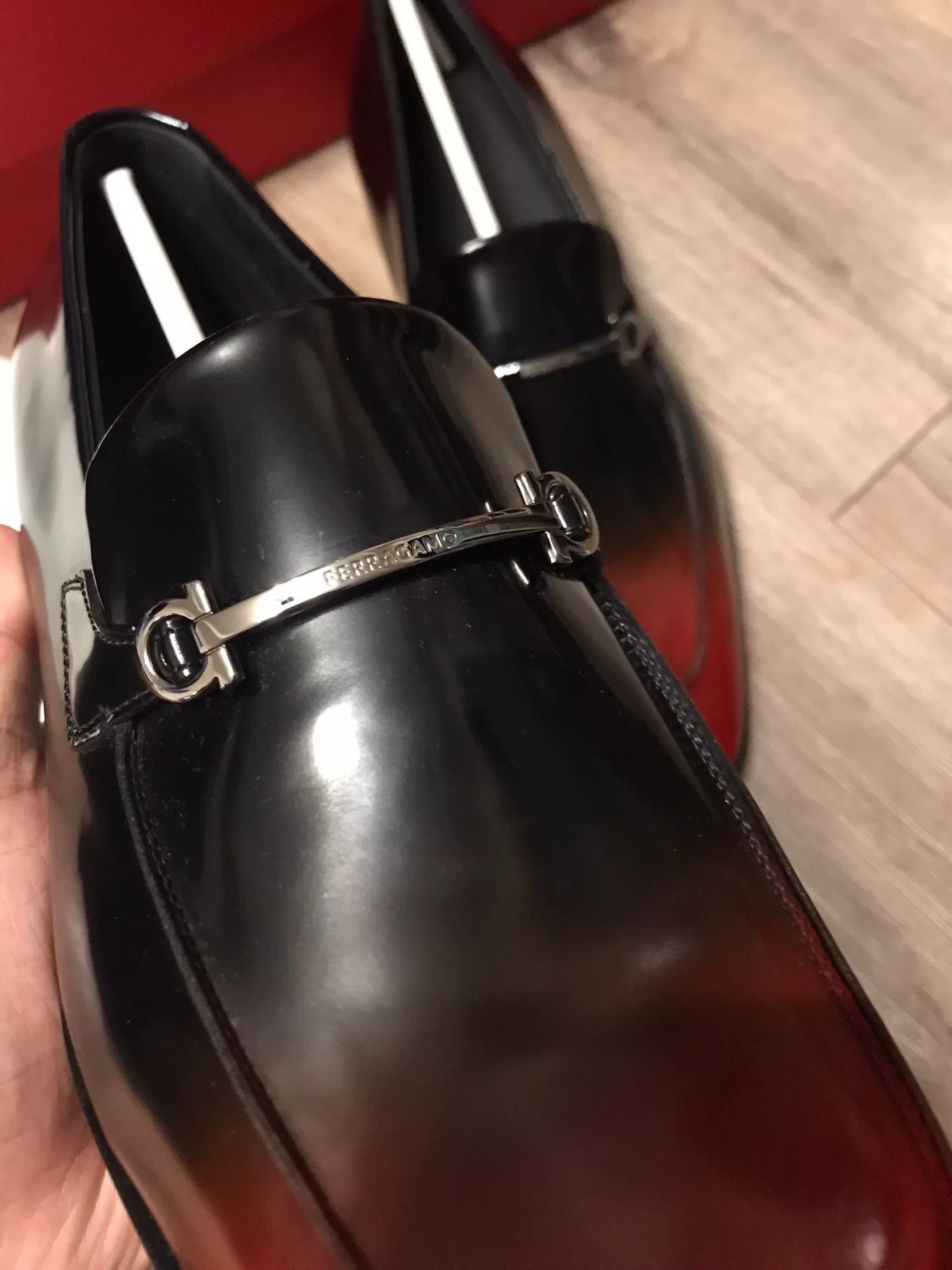 Salvatore Ferragamo Ferragamo Black Red Gradient Loafers Size US 9.5 / EU 42-43 - 5 Thumbnail