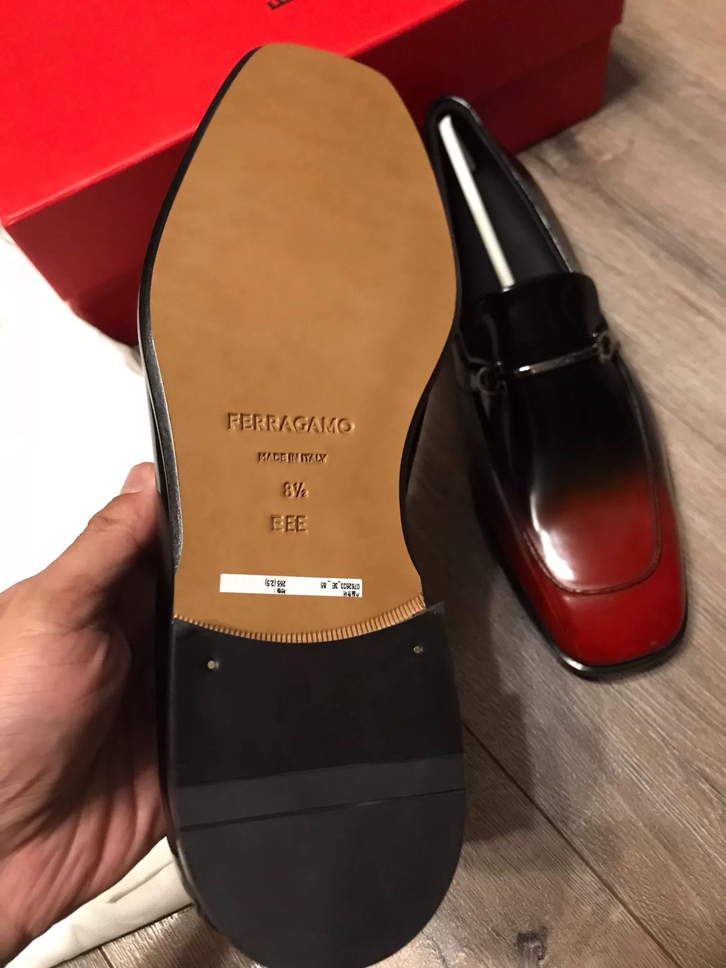 Salvatore Ferragamo Ferragamo Black Red Gradient Loafers Size US 9.5 / EU 42-43 - 6 Thumbnail