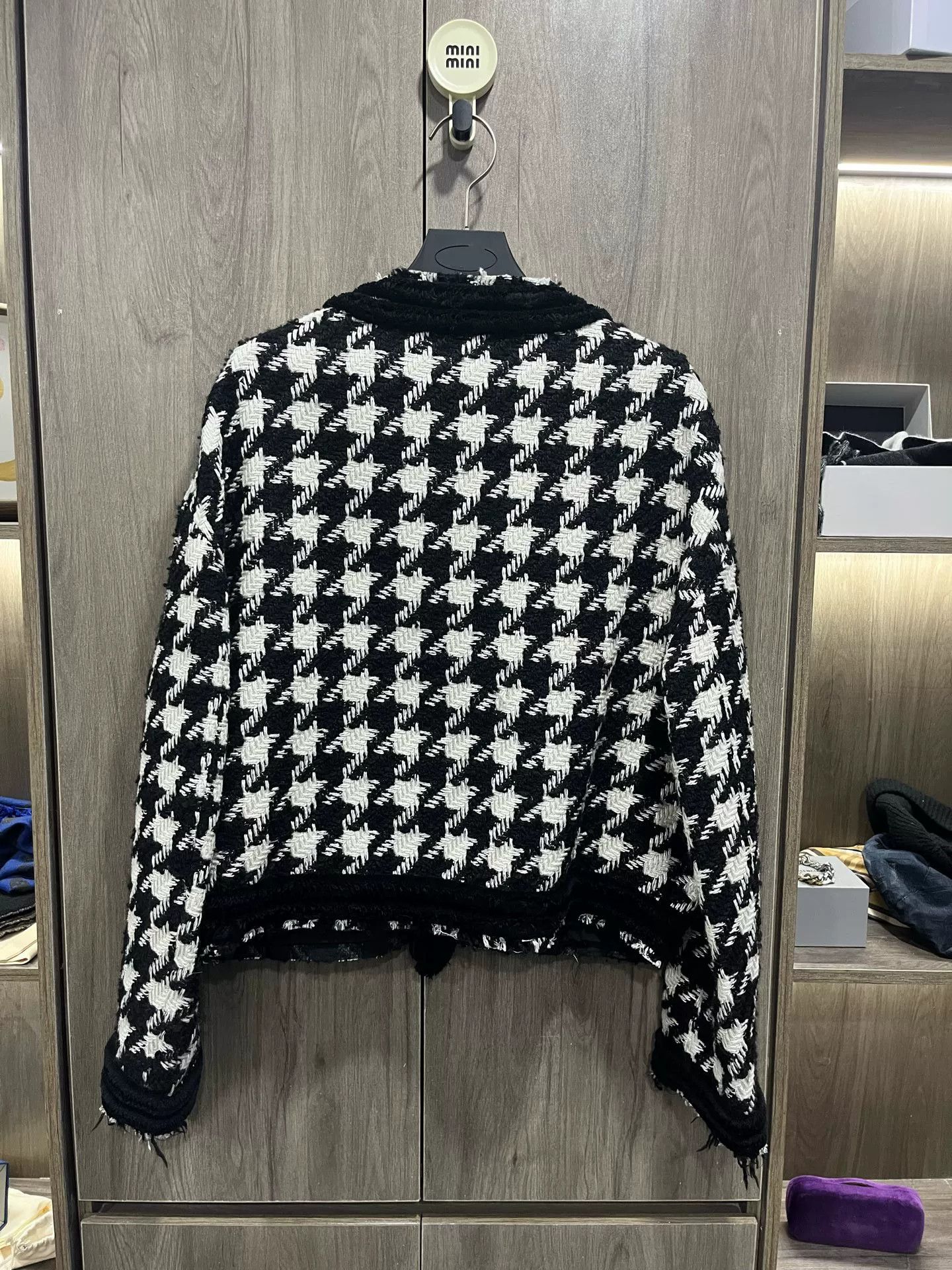 Other Black White Houndstooth Knit Coat Size M / US 6-8 / IT 42-44 - 4 Thumbnail