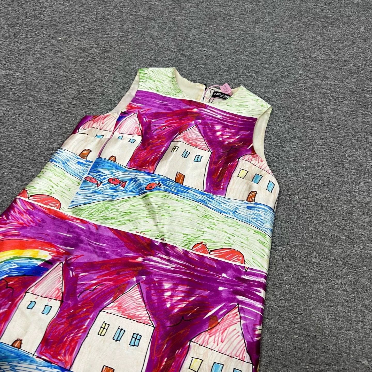 Dolce & Gabbana Dolce&Gabbana I Love Mom Graffiti Silk Dress Size M / US 6-8 / IT 42-44 - 2 Thumbnail